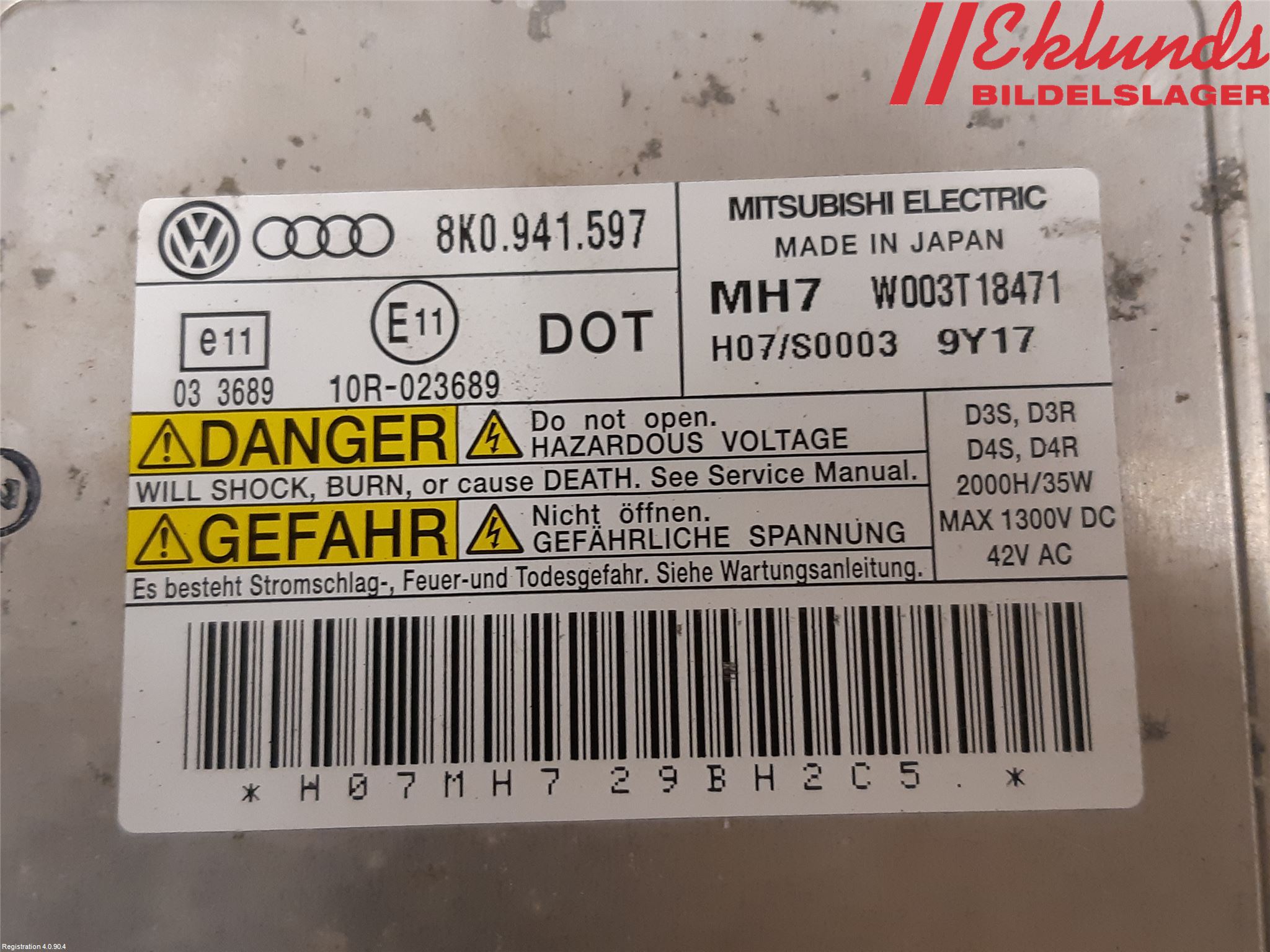 Audi A4/S4 08-11 Styrenhet Strålkastare