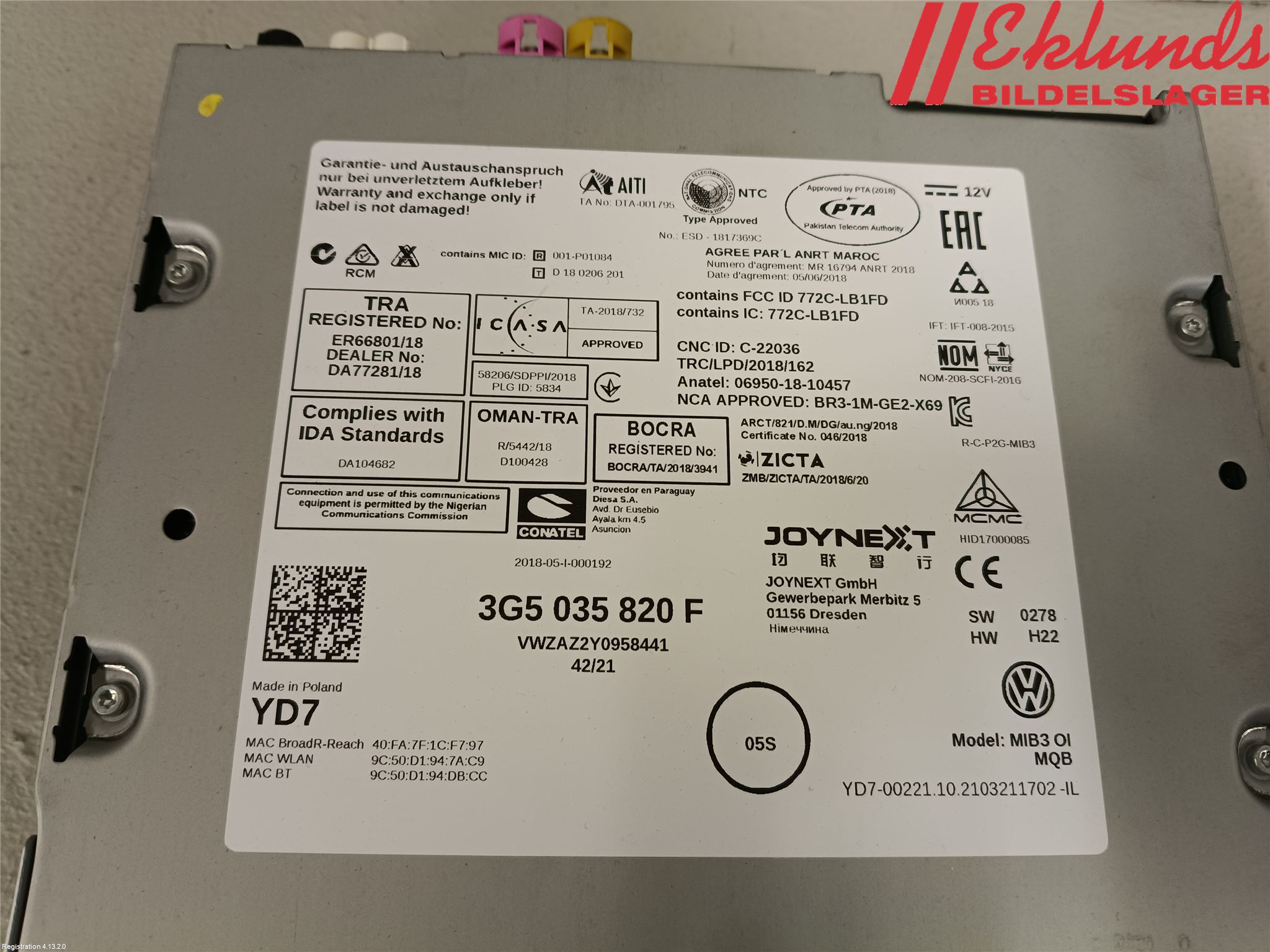 Volkswagen VW T-ROC 18- Cd Radio - Multimediapanel
