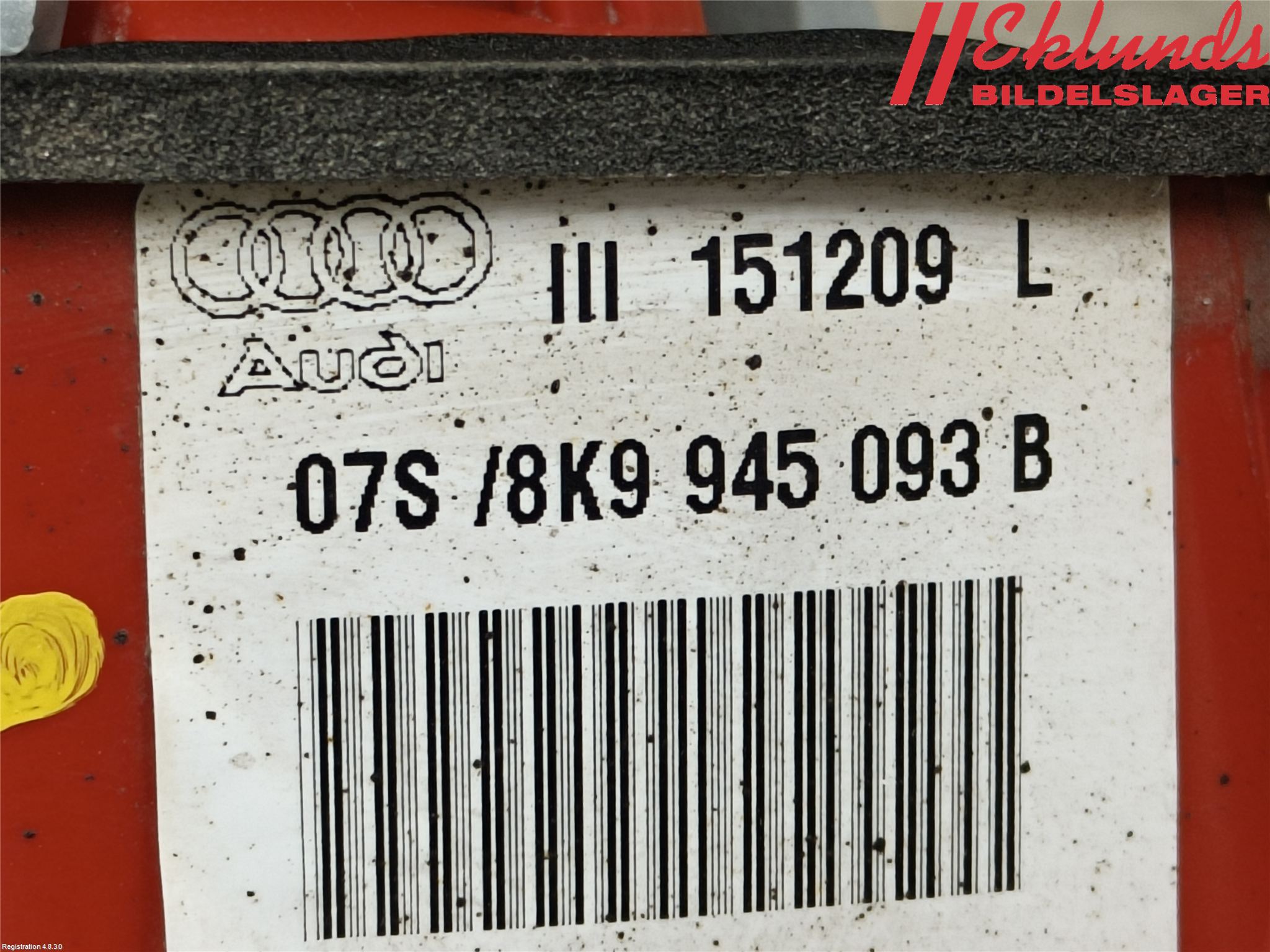Audi A4/S4 08-11 Bakljus Lucka Vä