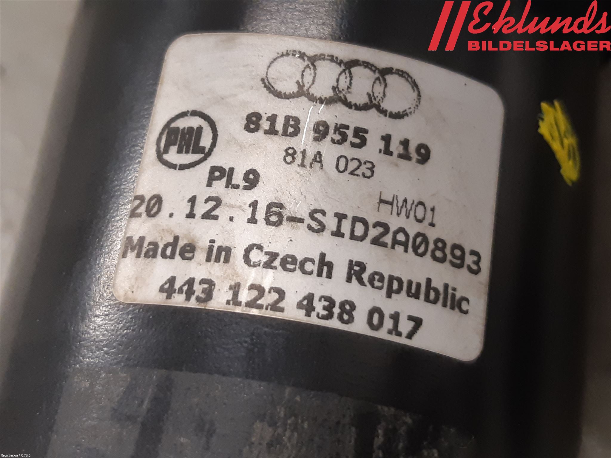 Audi Q2/SQ2 17- Torkarmotor Vindruta