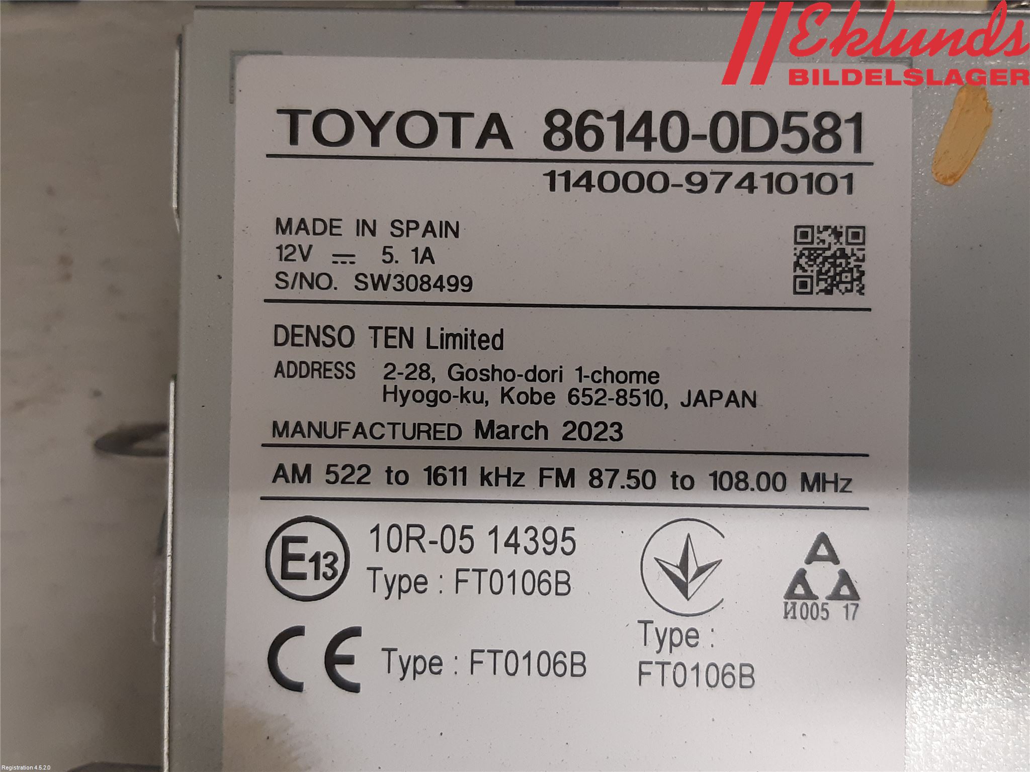 Toyota YARIS XP21 20- Cd Radio - Multimediapanel