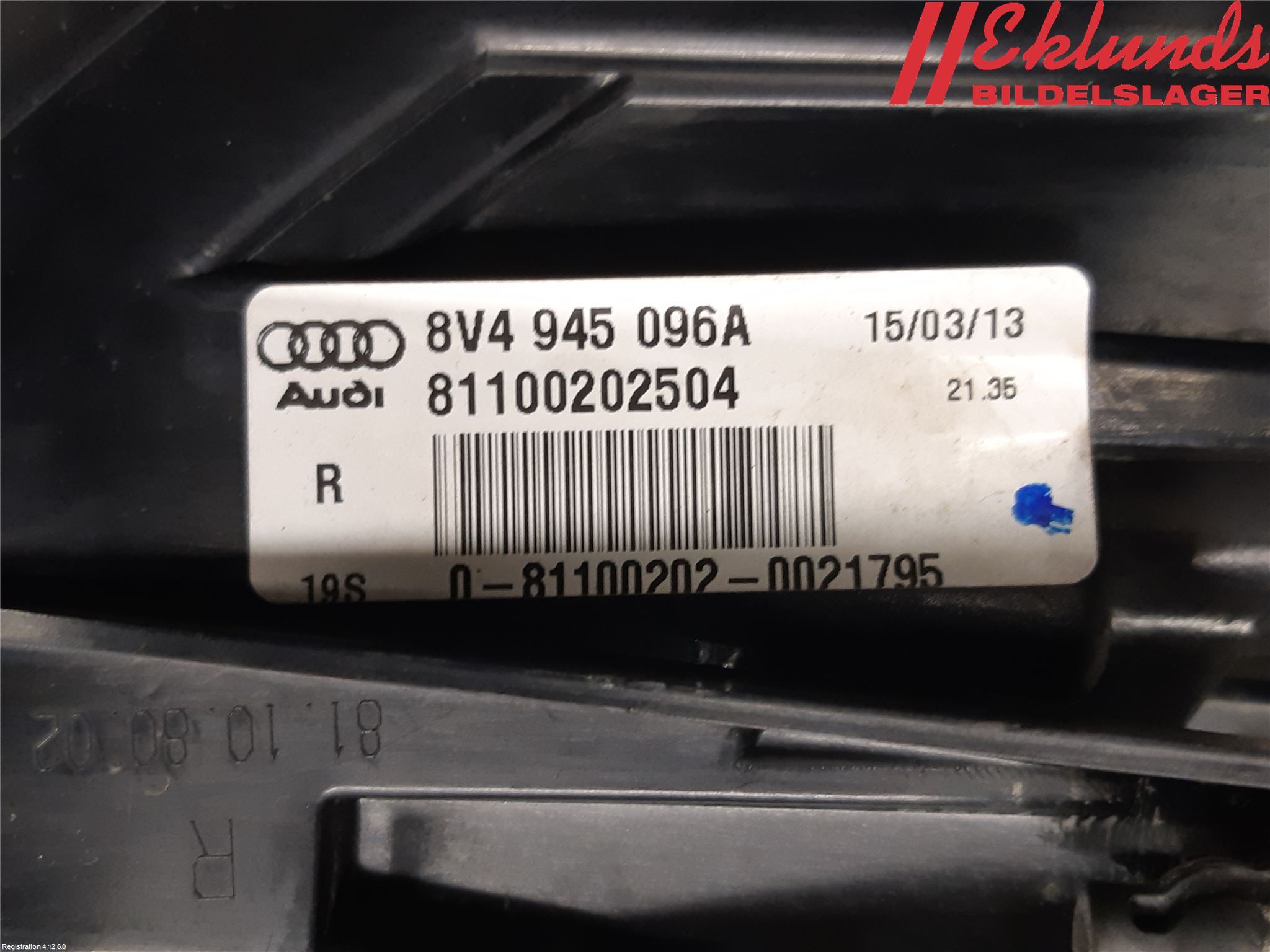 Audi A3/S3 8V 13-20 Bakljus Höger