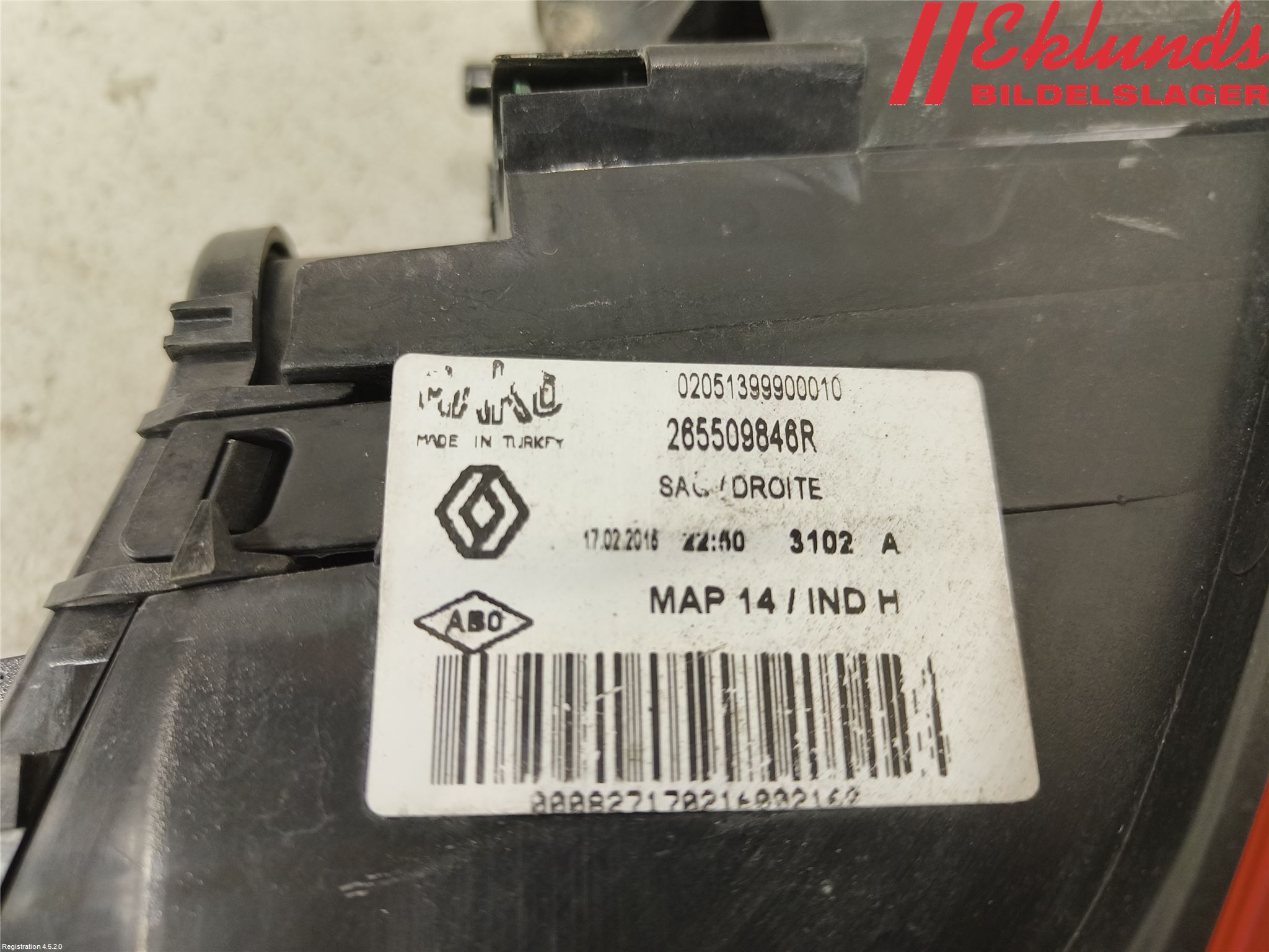 Renault CLIO IV 12-16 Bakljus Höger