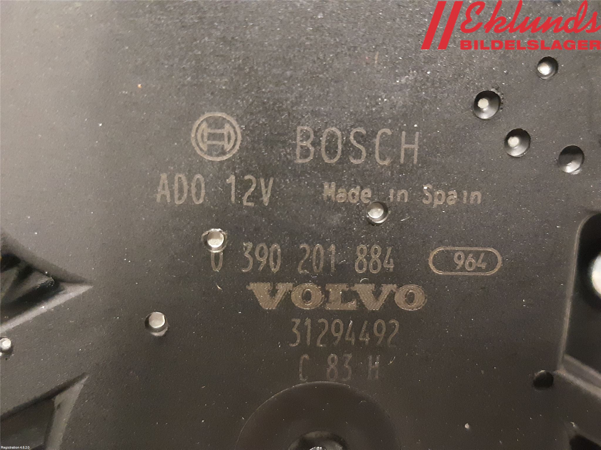 Volvo V60 11-13 Torkarmotor Baklucka
