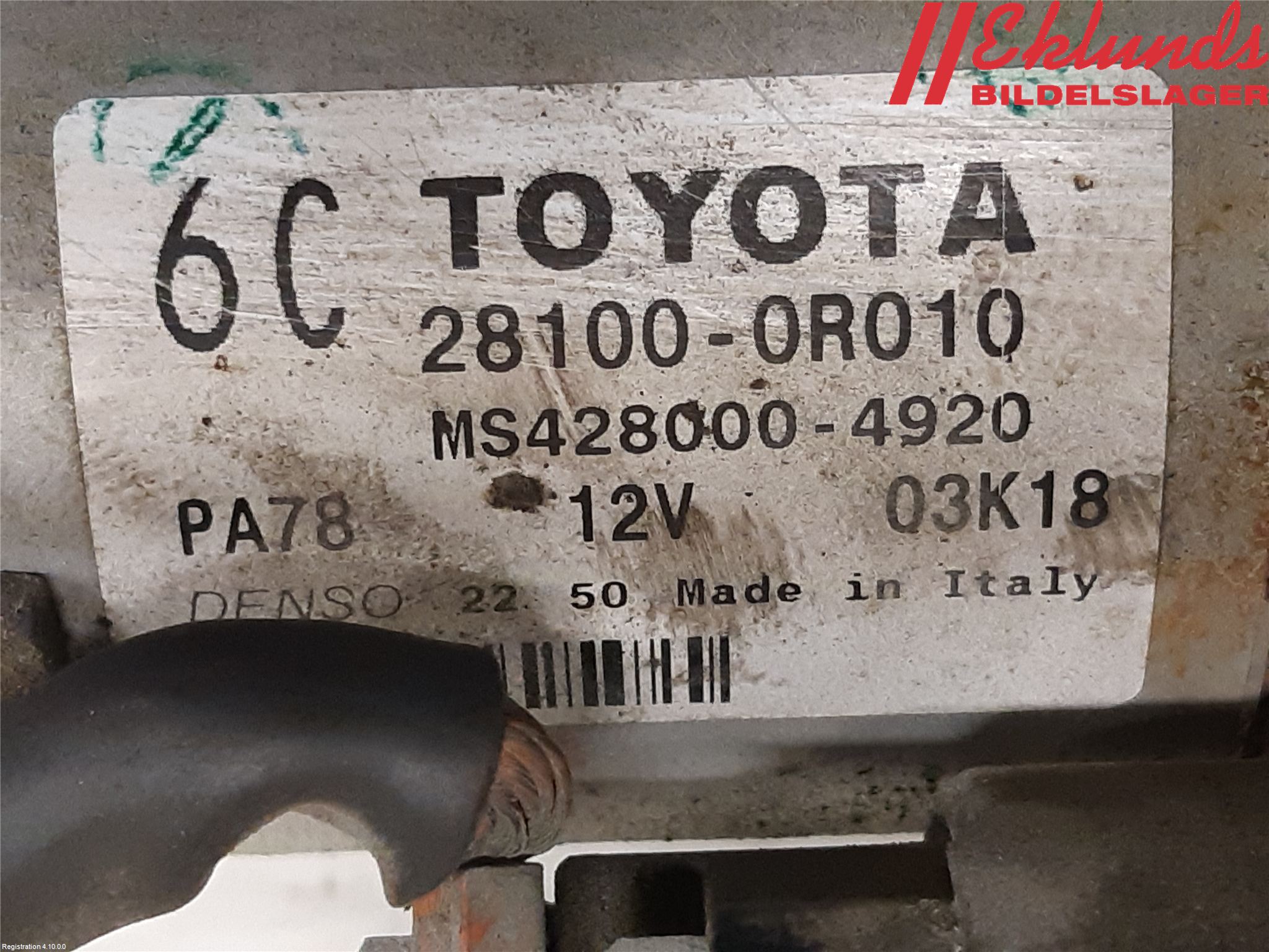 Toyota AURIS 07-09 Startmotor Diesel
