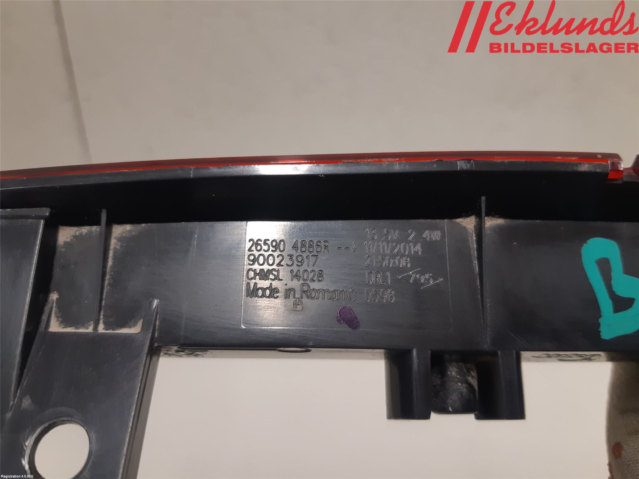 Renault CLIO IV 12-16 Bromsljus Bakruta