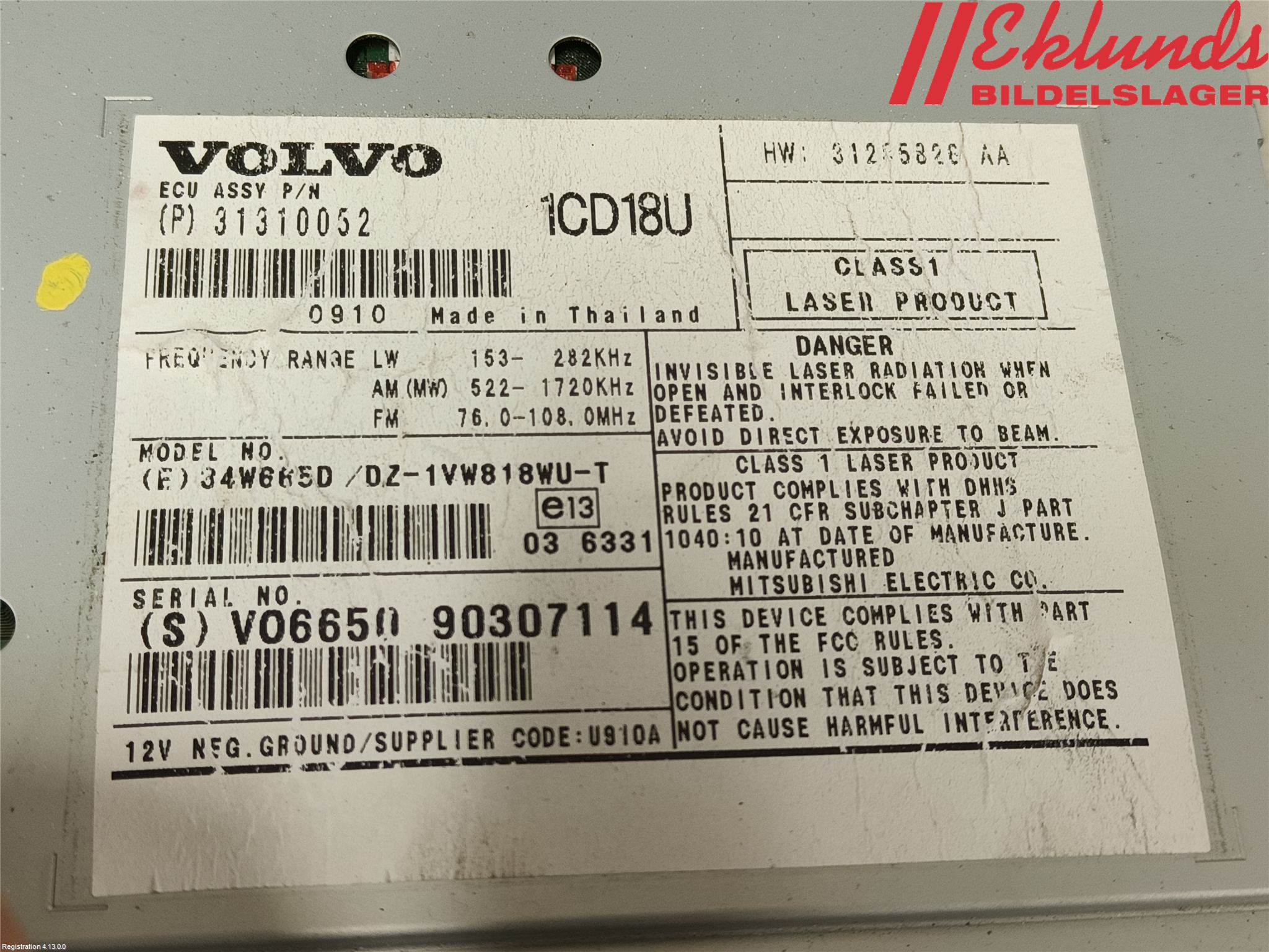 Volvo S40 08-12 Cd Radio - Multimediapanel