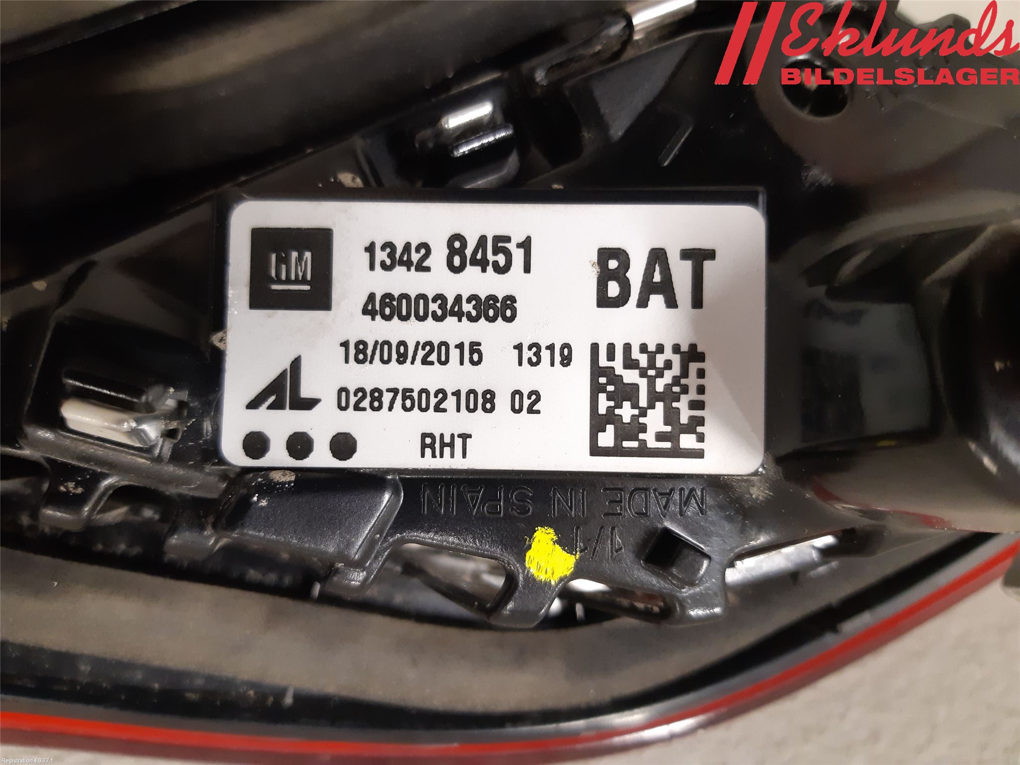 Opel CORSA E 15-19 Bakljus Lucka Vä