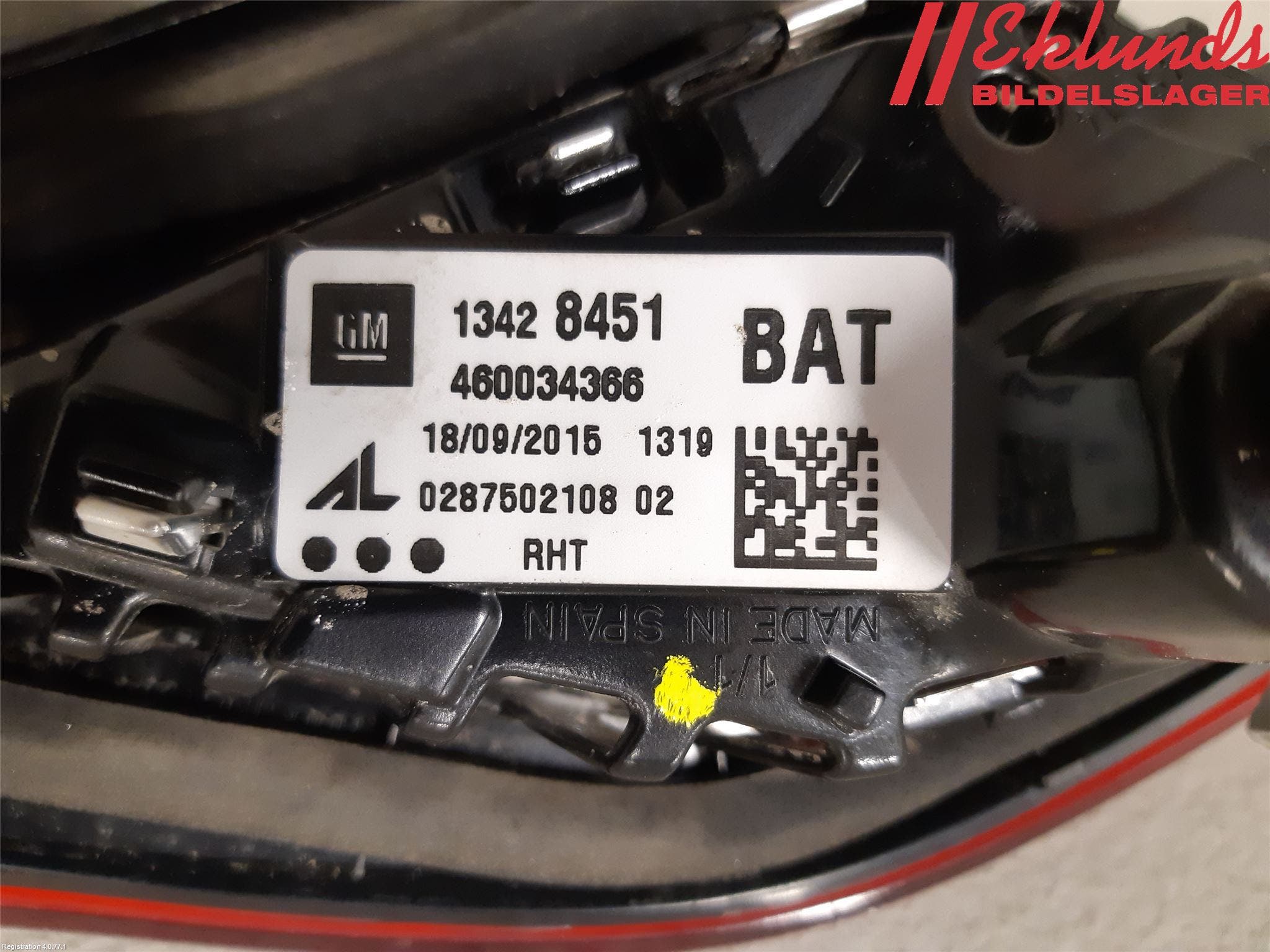 Opel CORSA E 15-19 Bakljus Lucka Vä