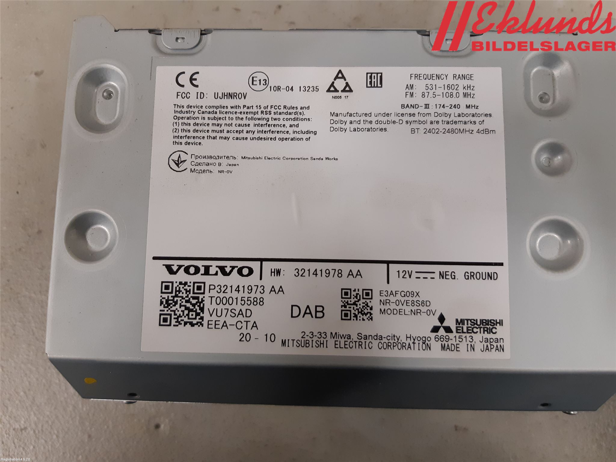 Volvo XC40/RECHARGE 18- Cd Radio - Multimediapanel