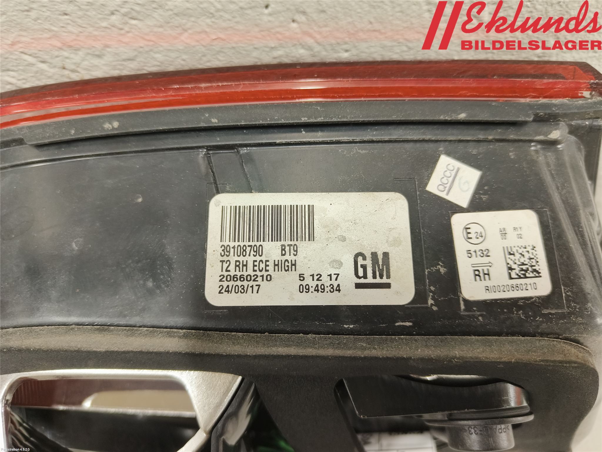 Opel INSIGNIA 17- Bakljus Lucka Hö