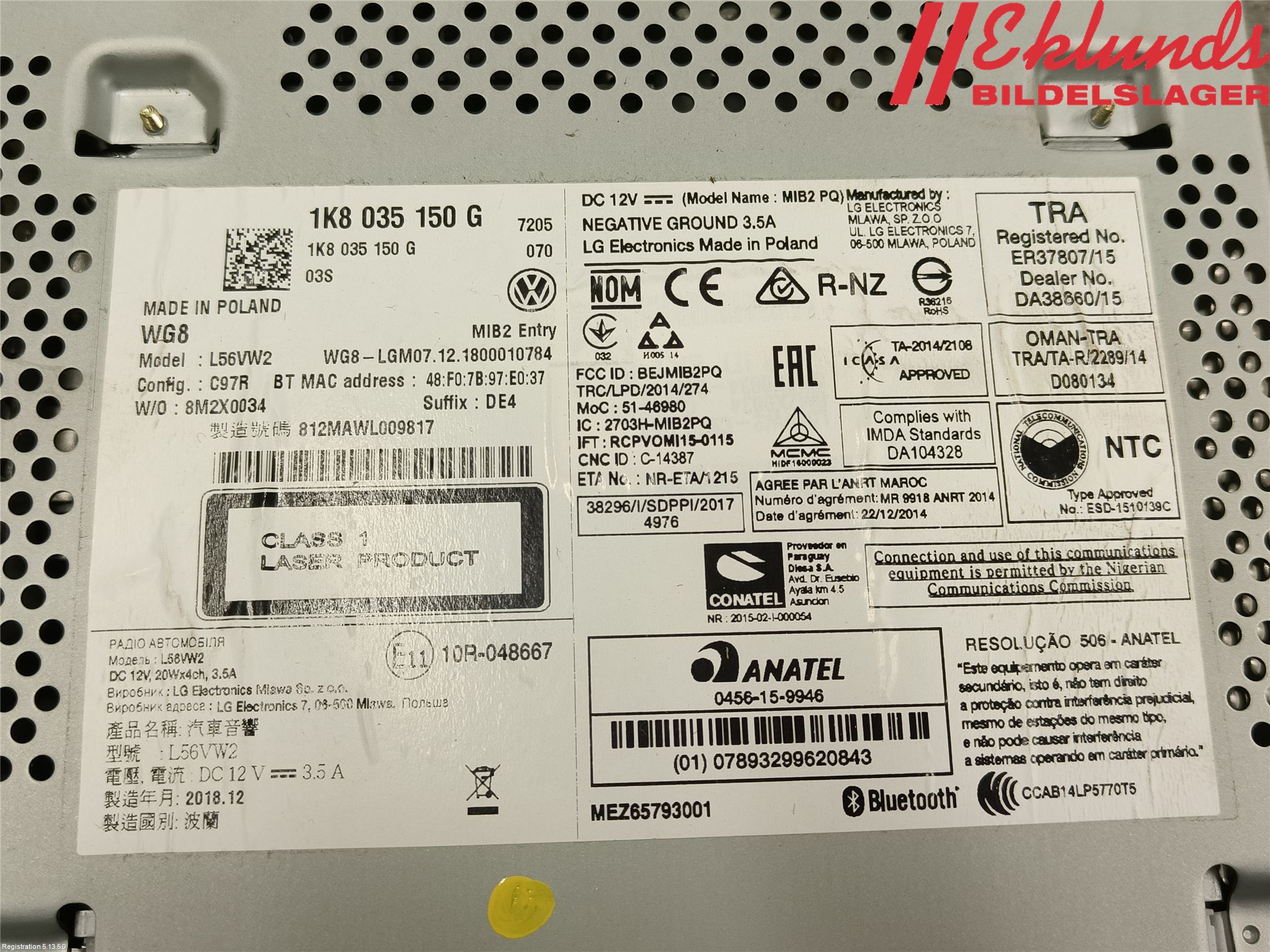 Volkswagen VW CADDY 16-20 Cd Radio - Multimediapanel