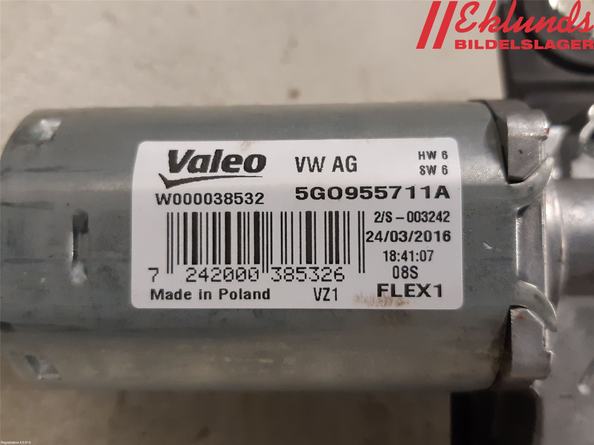 Volkswagen VW PASSAT 15-19 Torkarmotor Baklucka
