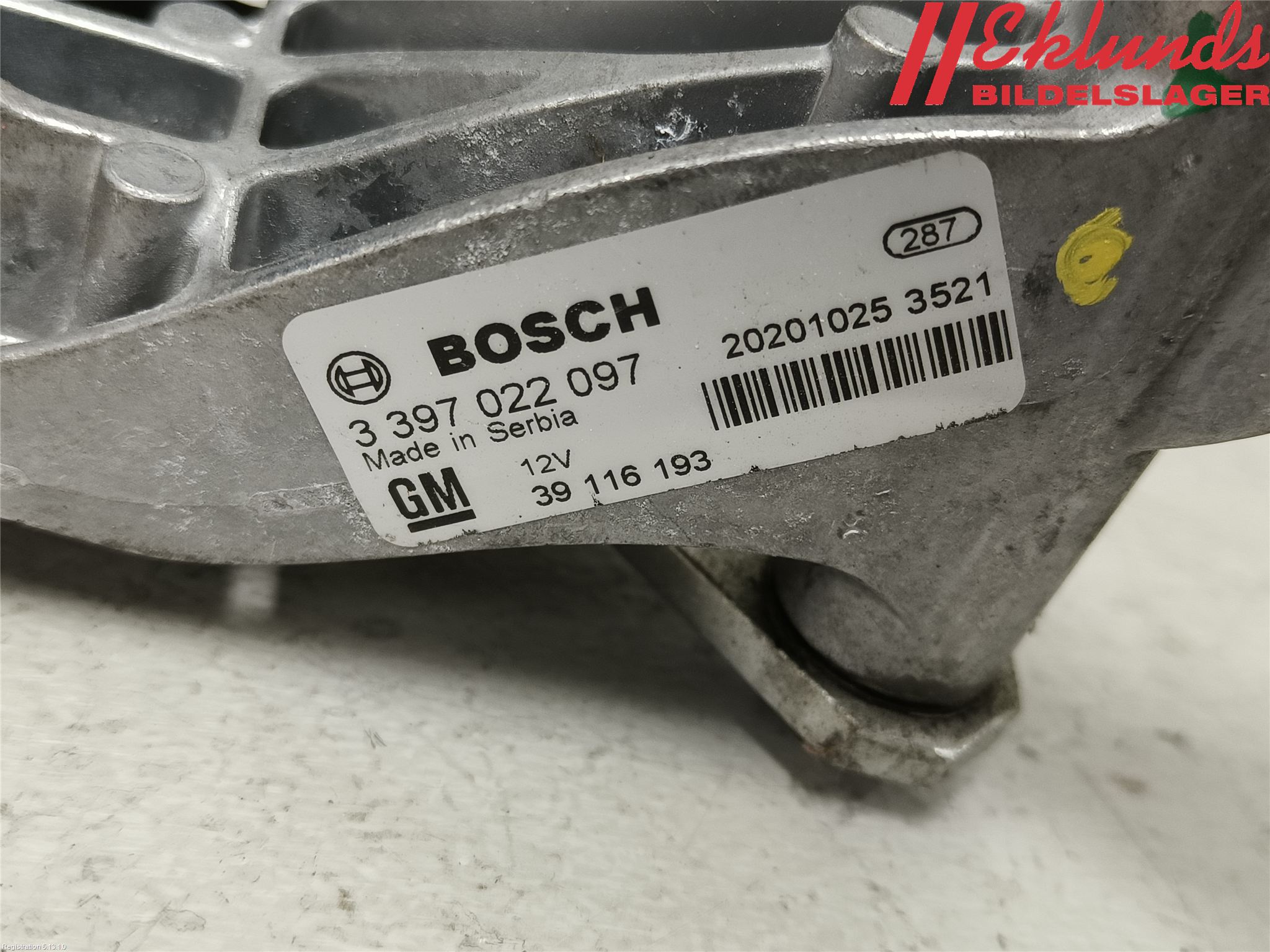 Opel ASTRA K 16-22 Torkarmotor Vindruta