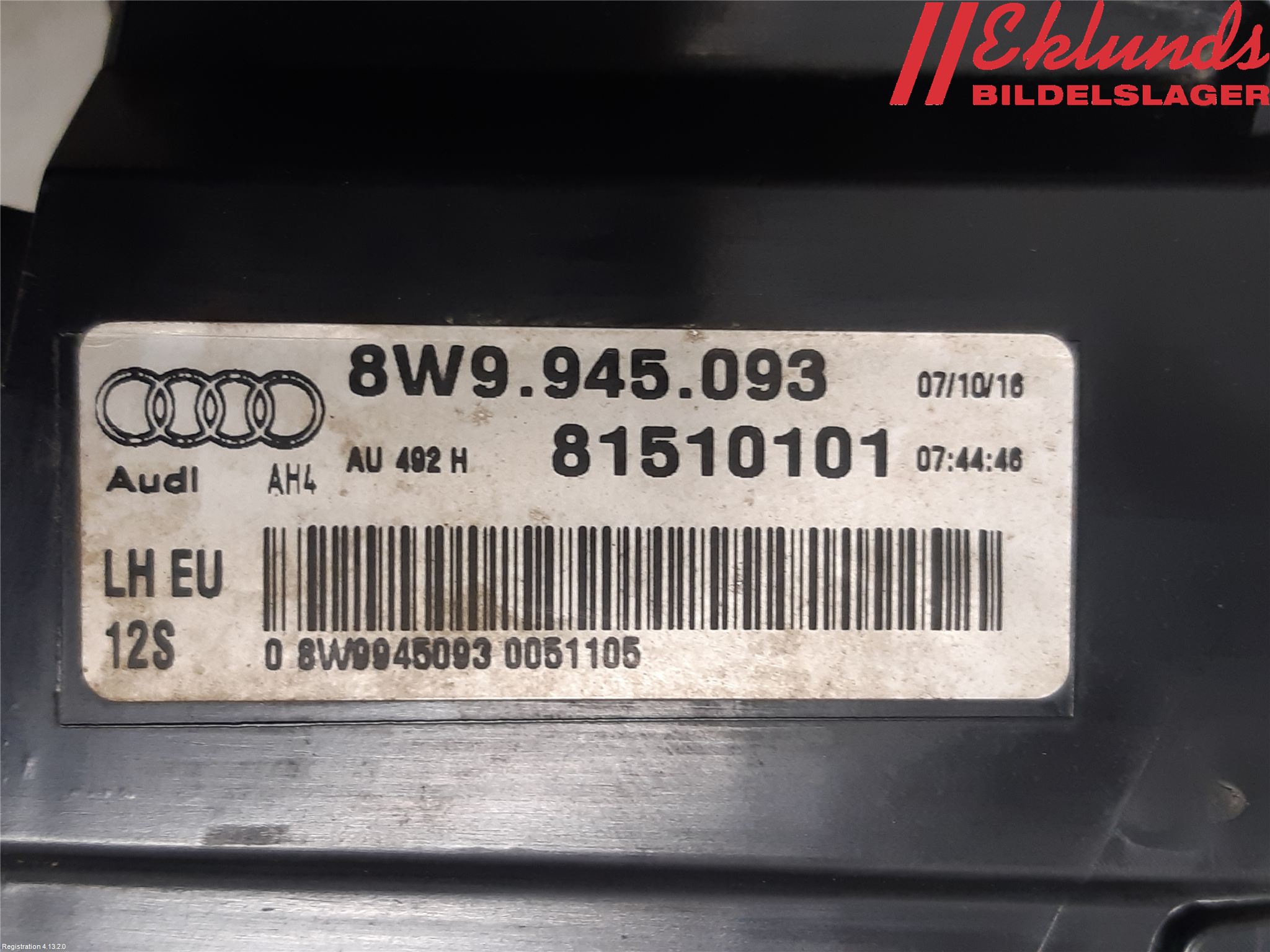 Audi A4/S4 B9 16-19 Bakljus Lucka Vä