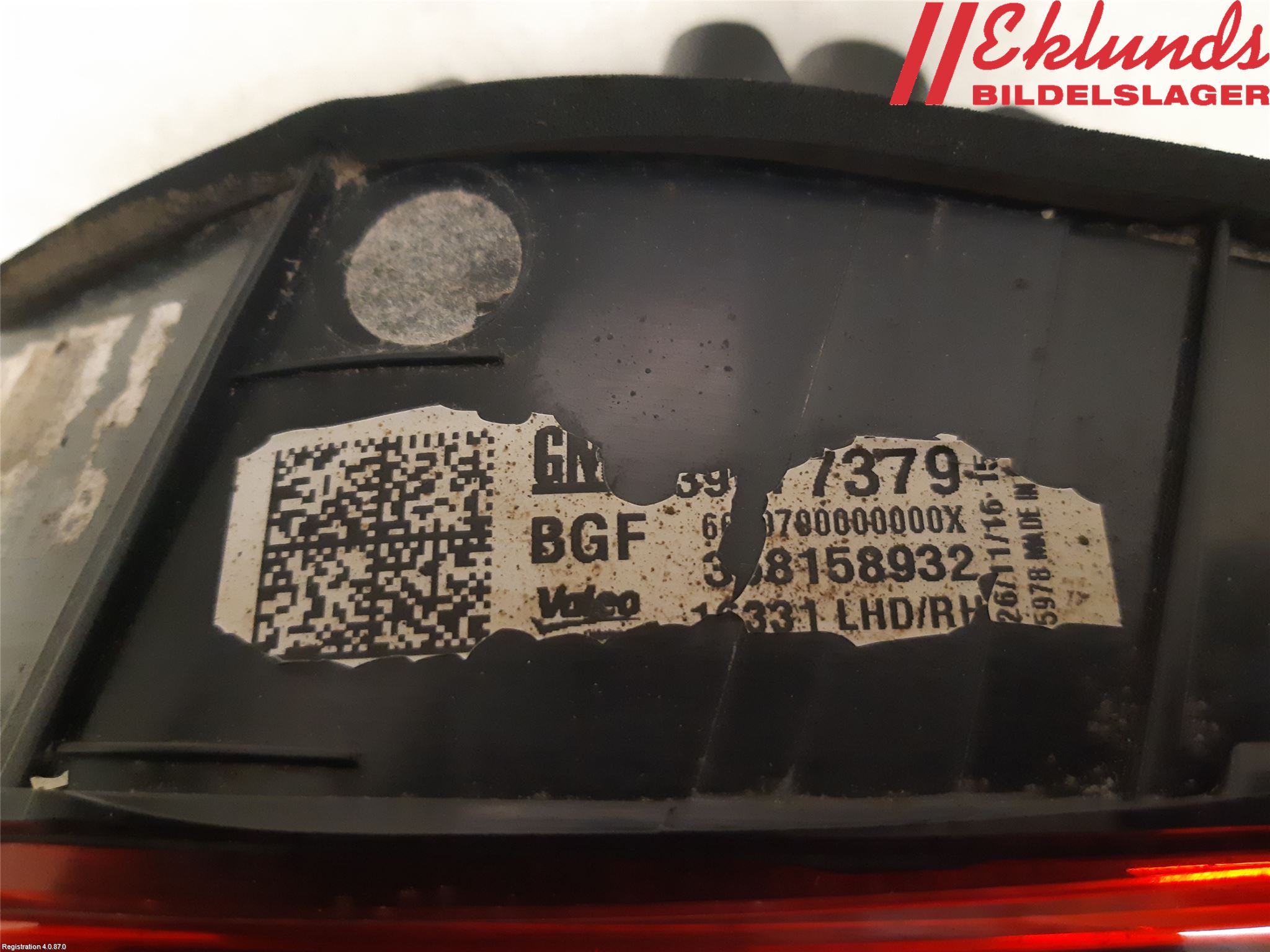 Opel ASTRA K 16-22 Bakljus Lucka Hö
