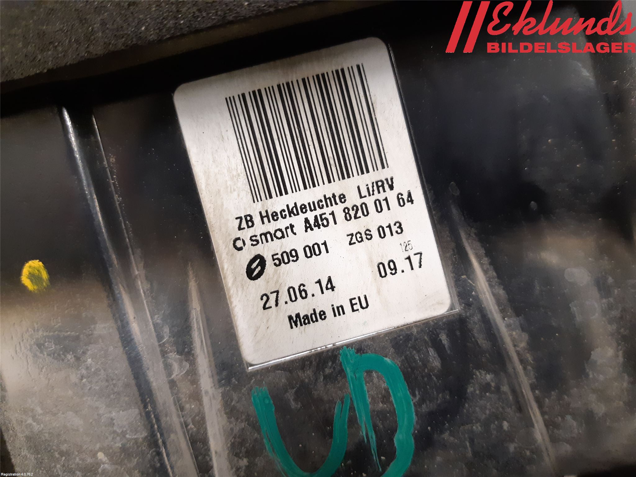 Smart FORTWO II 07-14 Bakljus Vänster