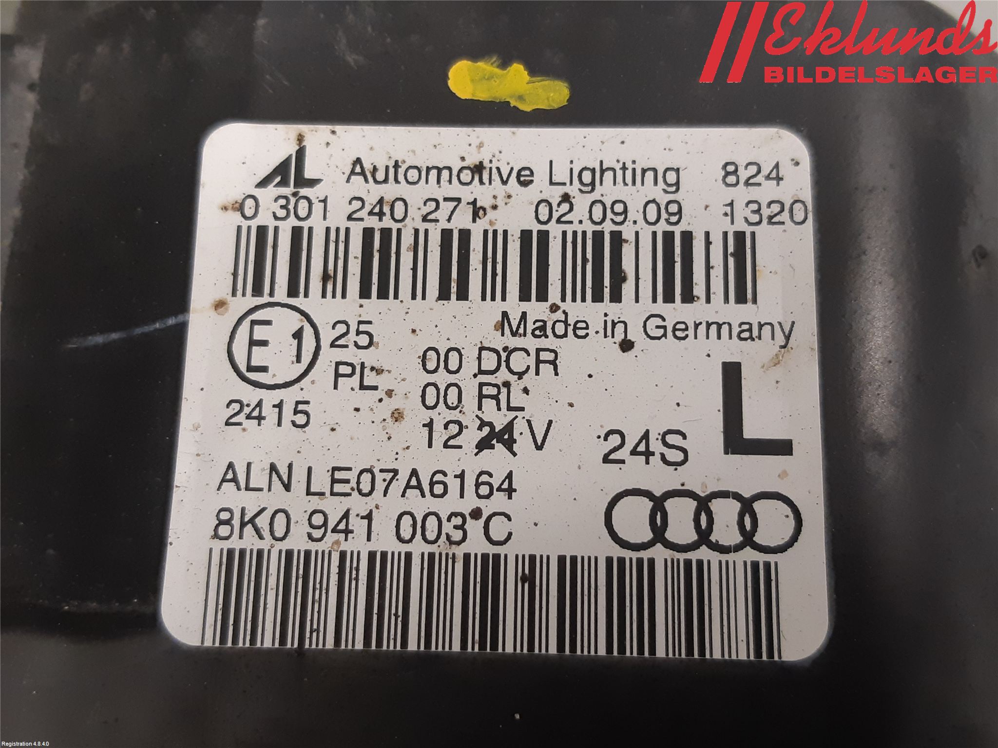 Audi A4/S4 08-11 Strålkastare Vänster