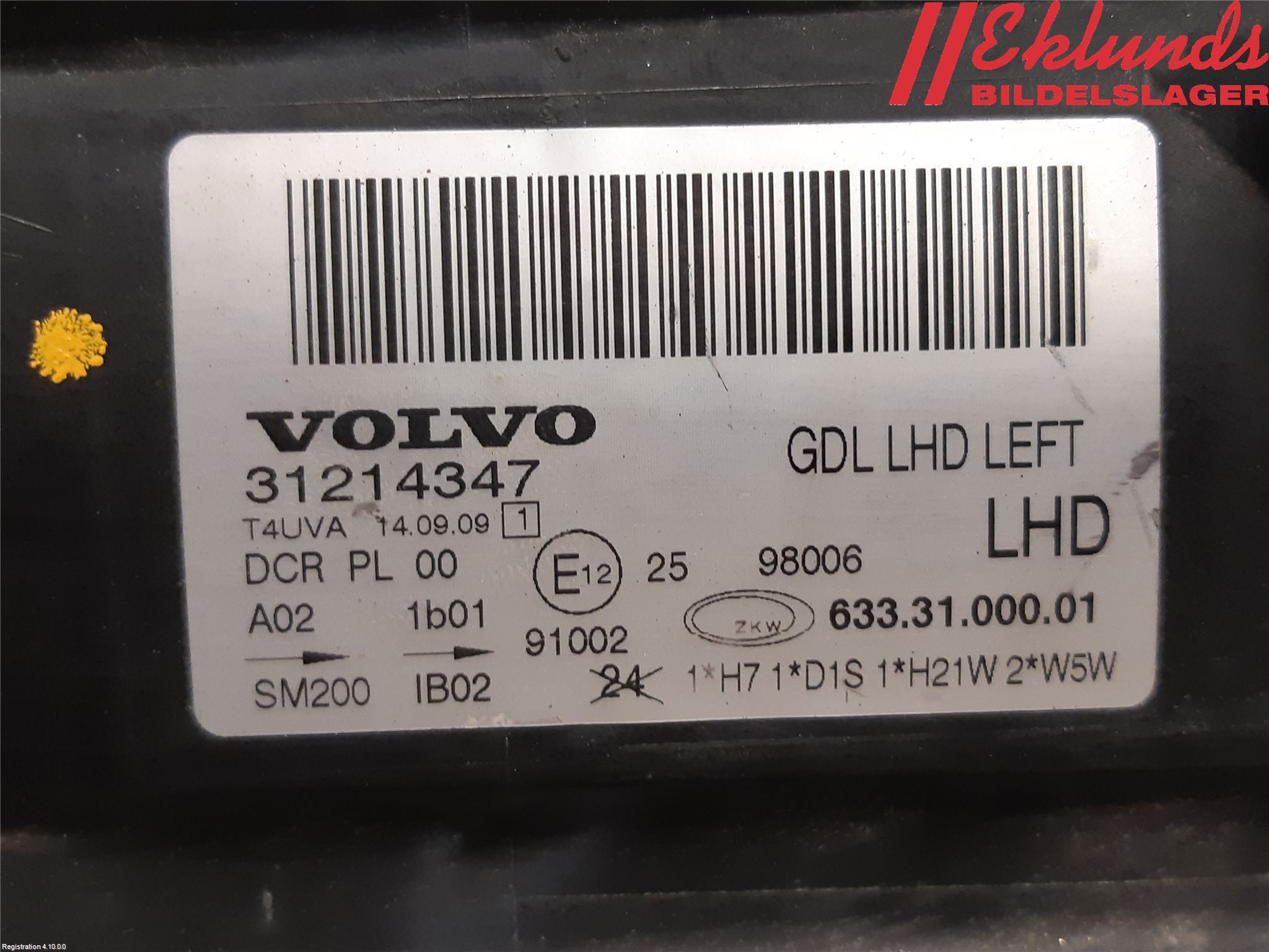 Volvo V70 08-13 Strålkastare Vänster