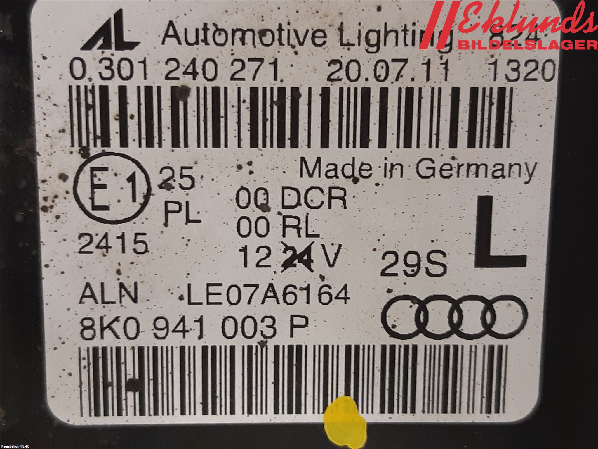 Audi A4 12-15 Strålkastare Vänster