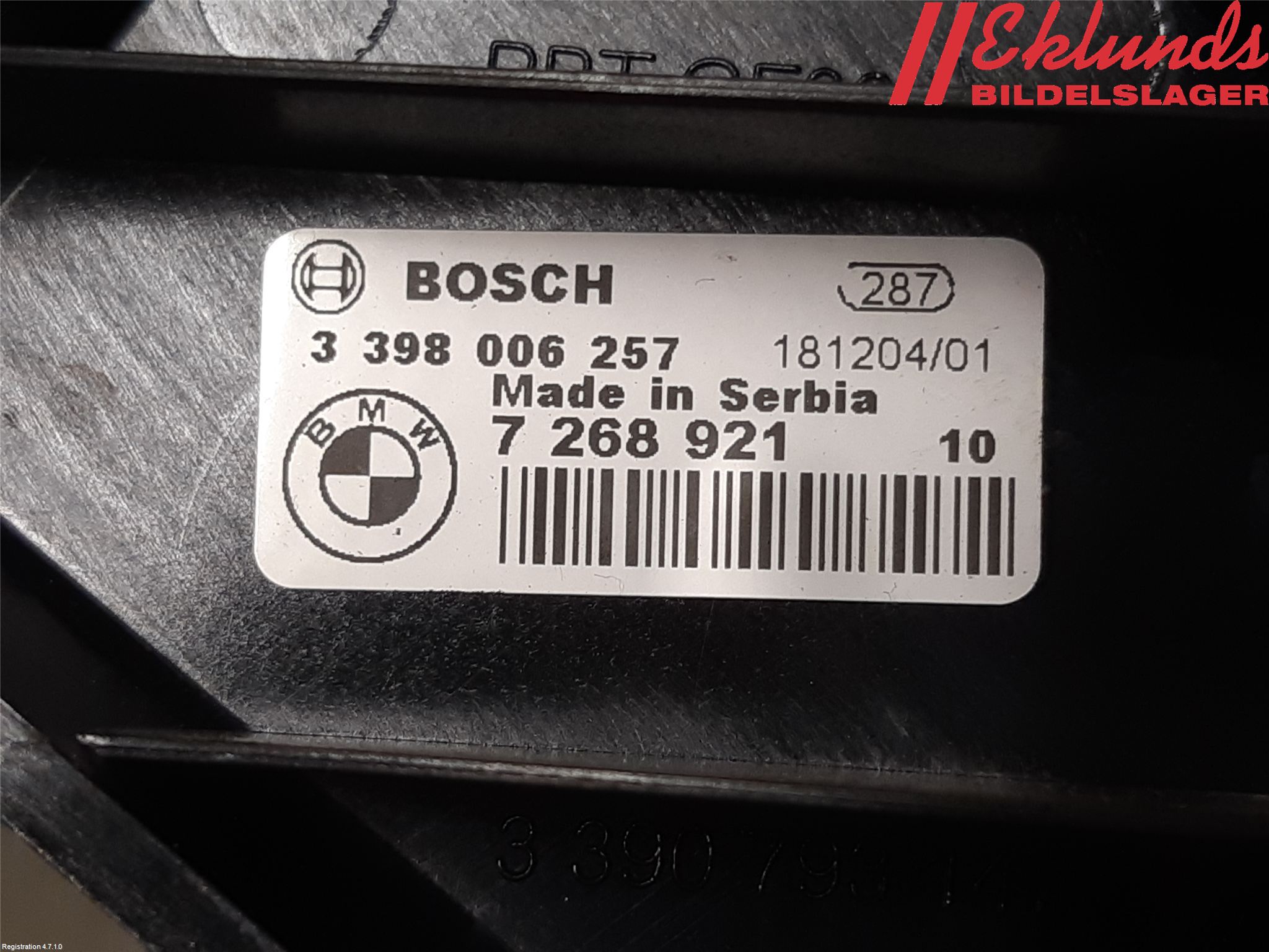 BMW 3 F30/F31/F80 12-19 Torkarmekanism Bakruta