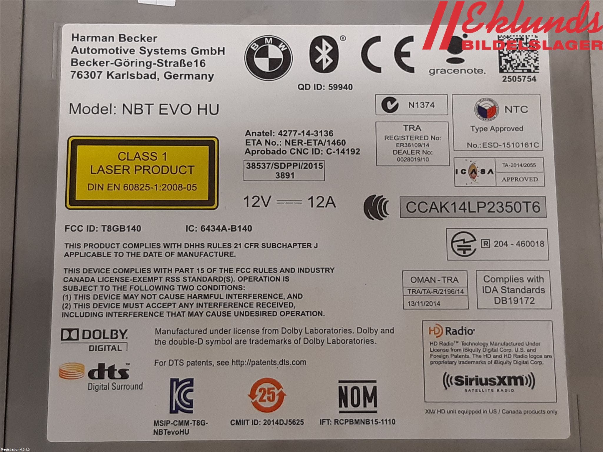 BMW 4 F36 Gran Coupé 14-20 Cd Radio - Multimediapanel