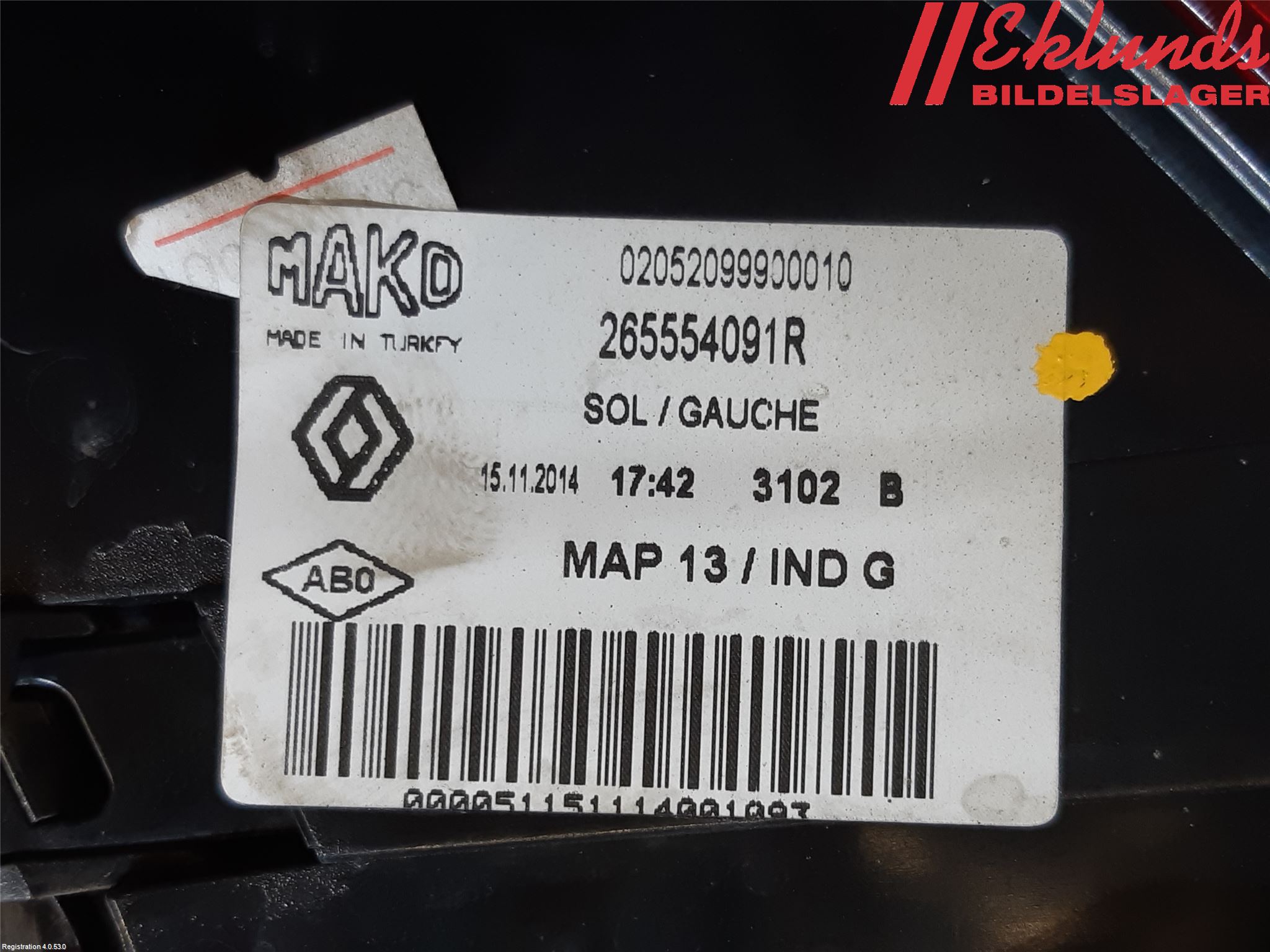 Renault CLIO IV 12-16 Bakljus Vänster