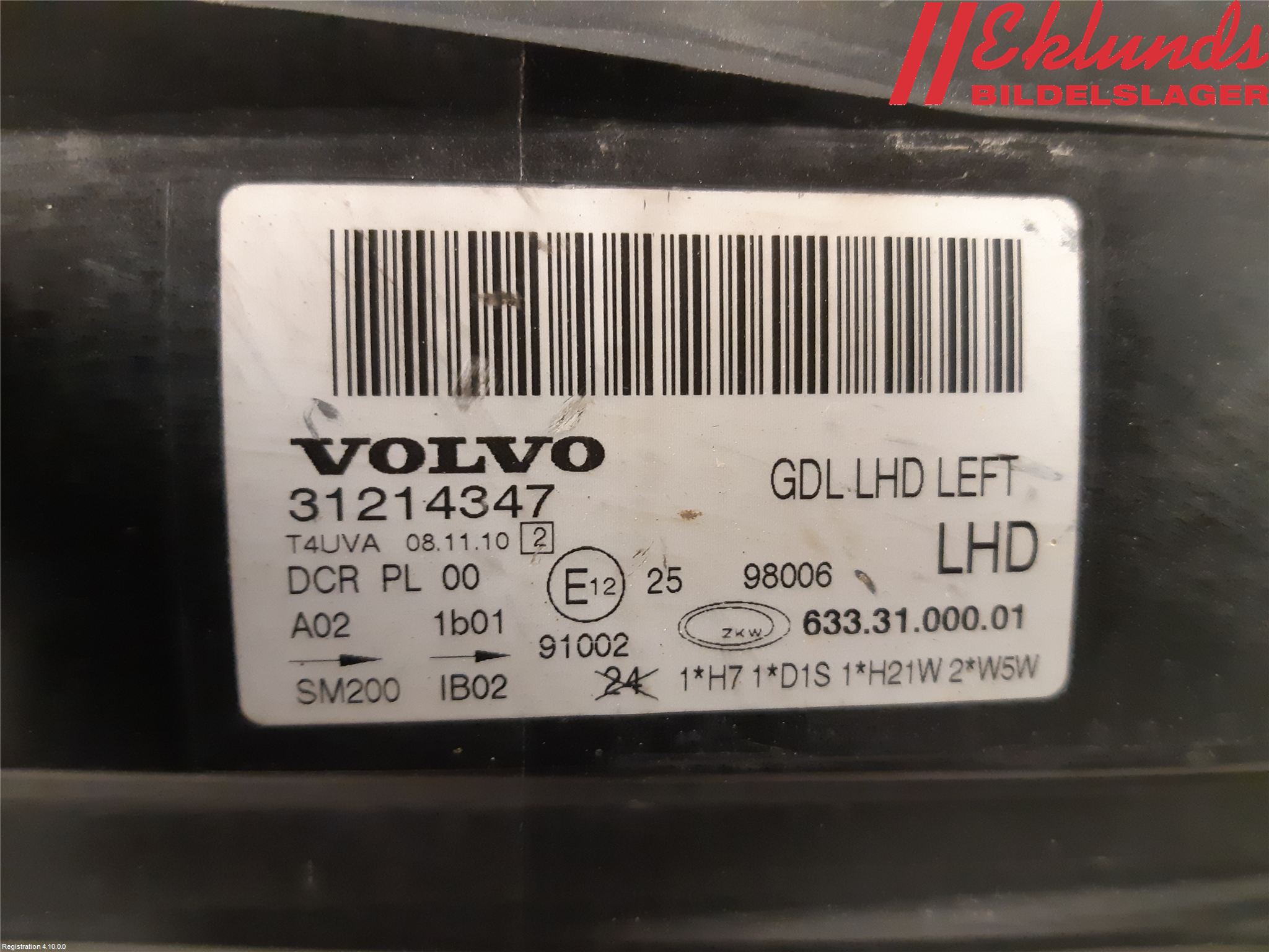 Volvo V70 08-13 Strålkastare Vänster