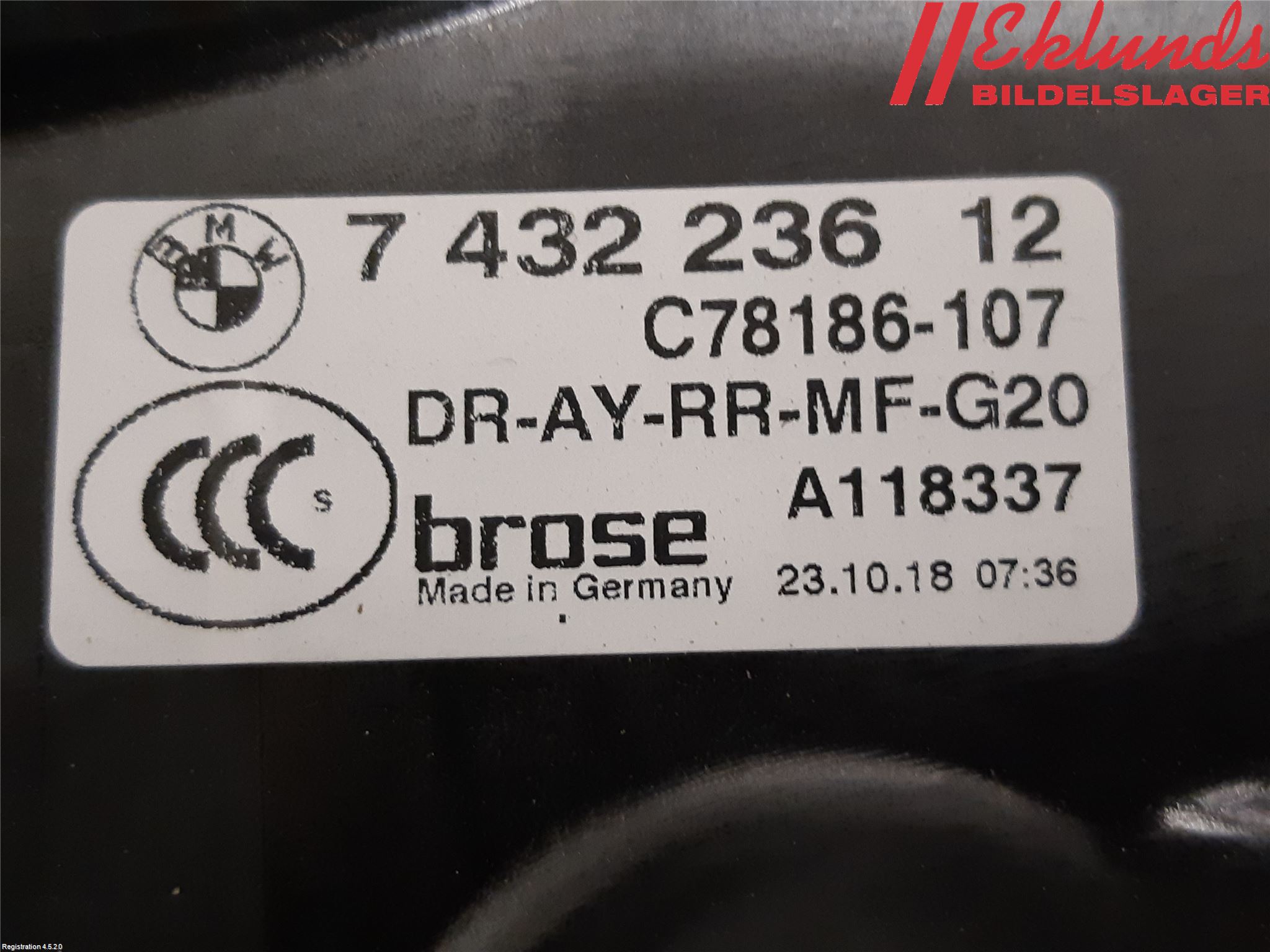 BMW 3 G20/G21/G80/G81 19- Fönsterhiss El Kompl