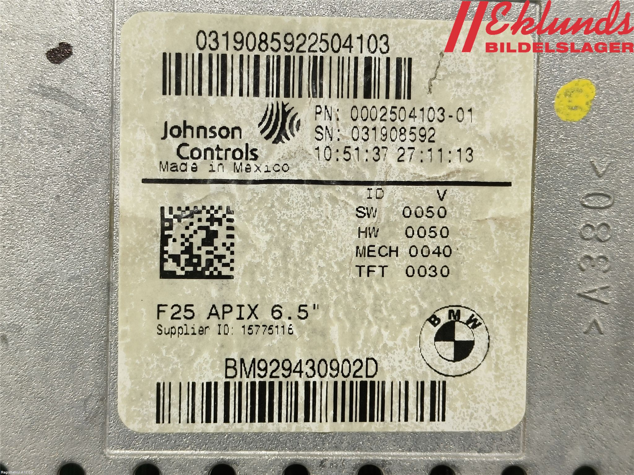 BMW X3 F25 10-17 Bildskärm