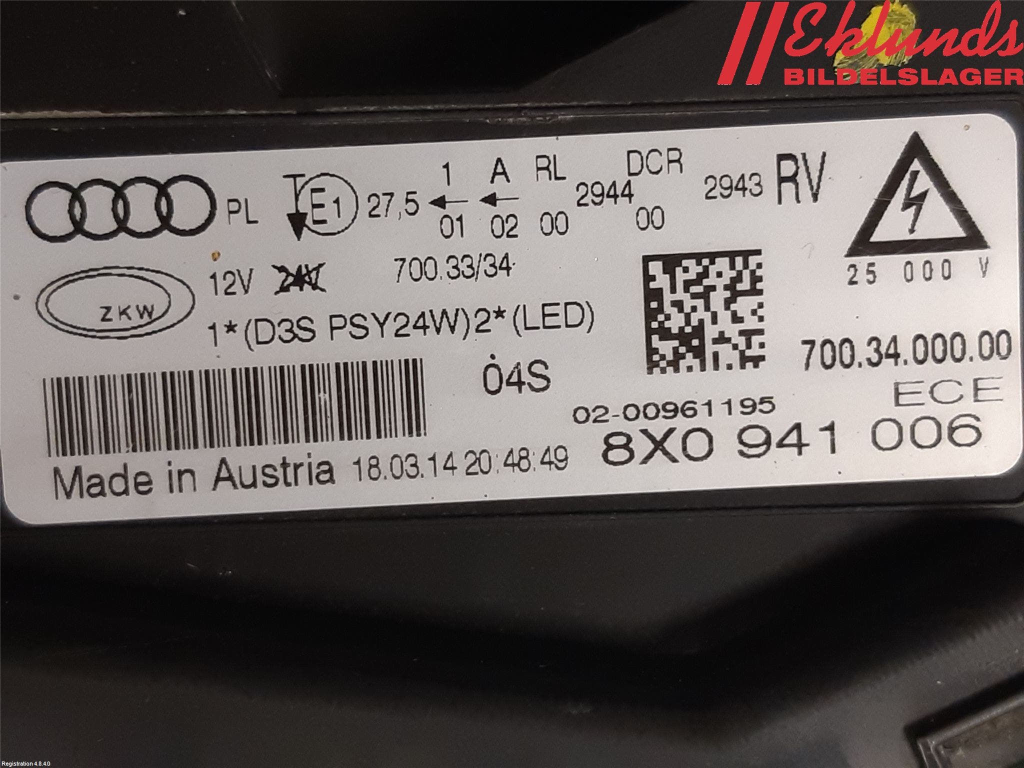 Audi A1/S1 11-18 Strålkastare Höger