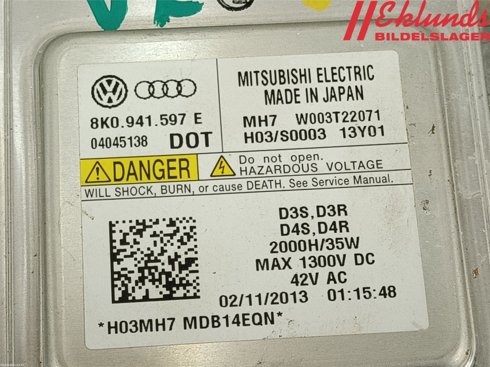 Volkswagen VW GOLF / E-GOLF VII 13-20 Styrenhet Strålkastare