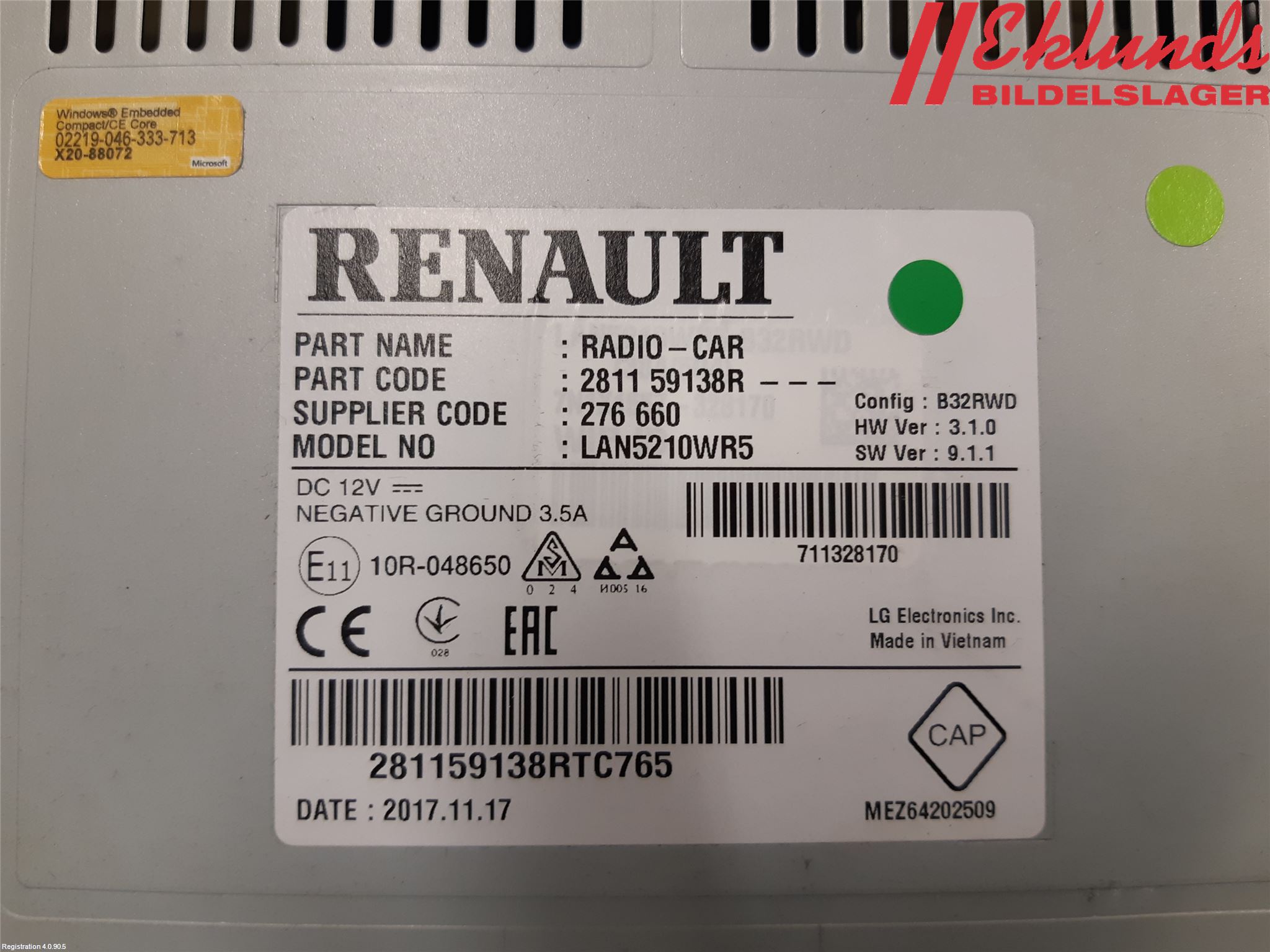 Renault CLIO IV 16-19 Multifunktionsdisplay