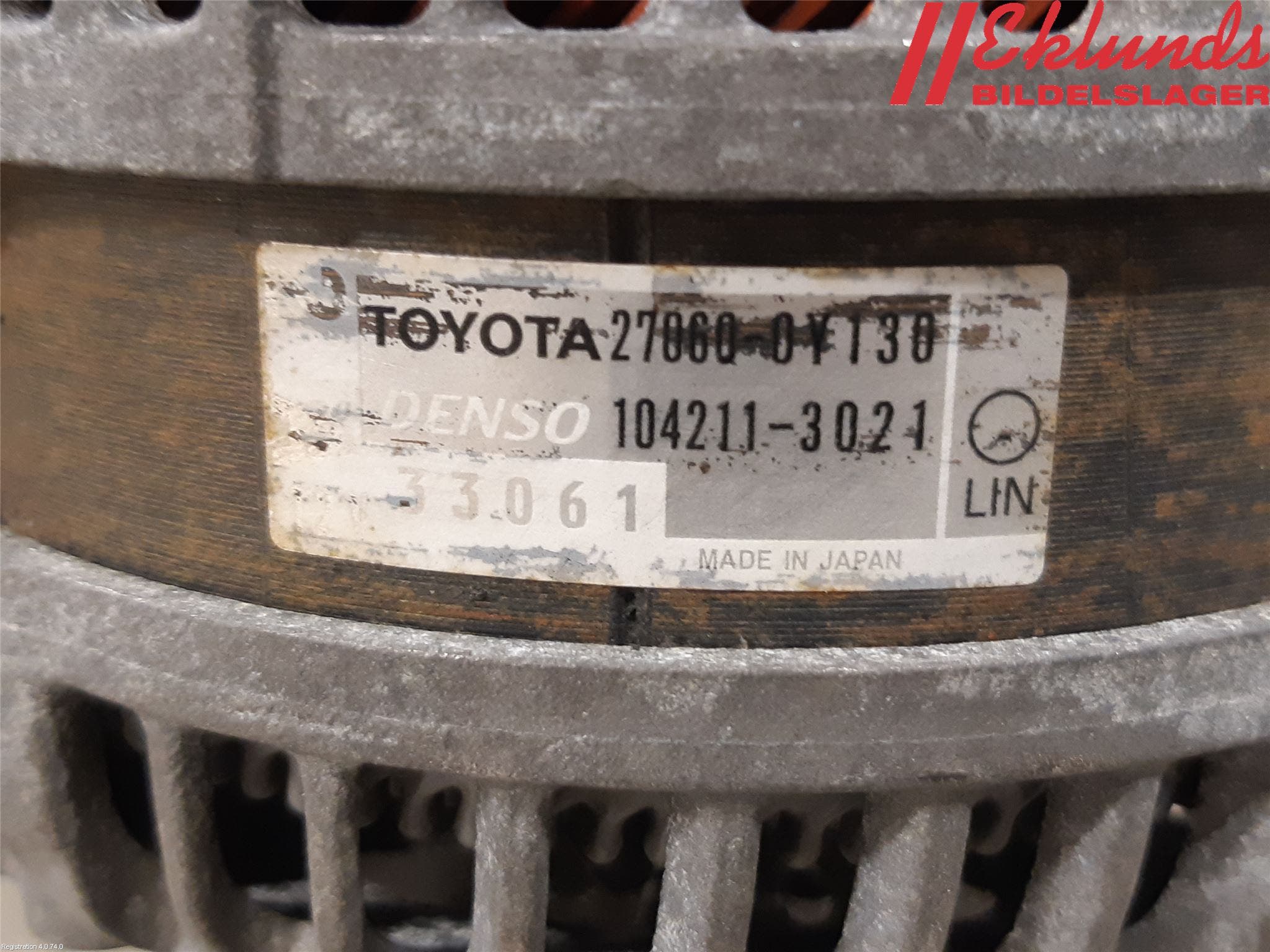 Toyota YARIS XP130 12-14 Generator