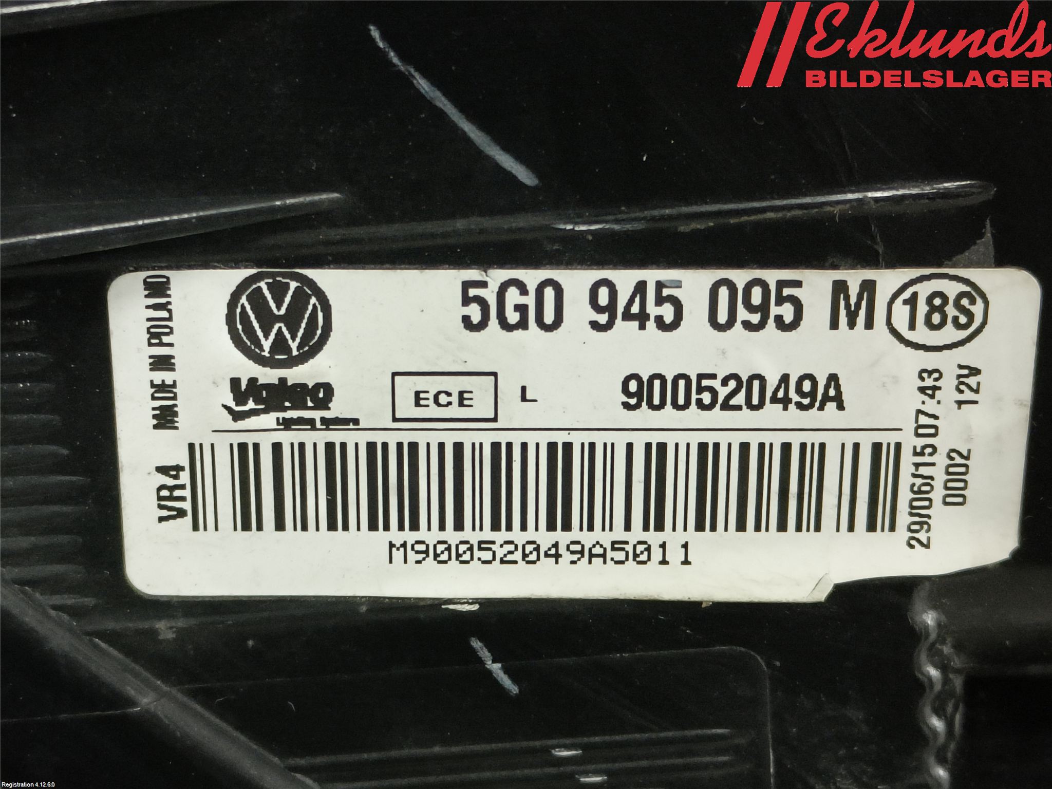 Volkswagen VW GOLF / E-GOLF VII 13-20 Bakljus Vänster