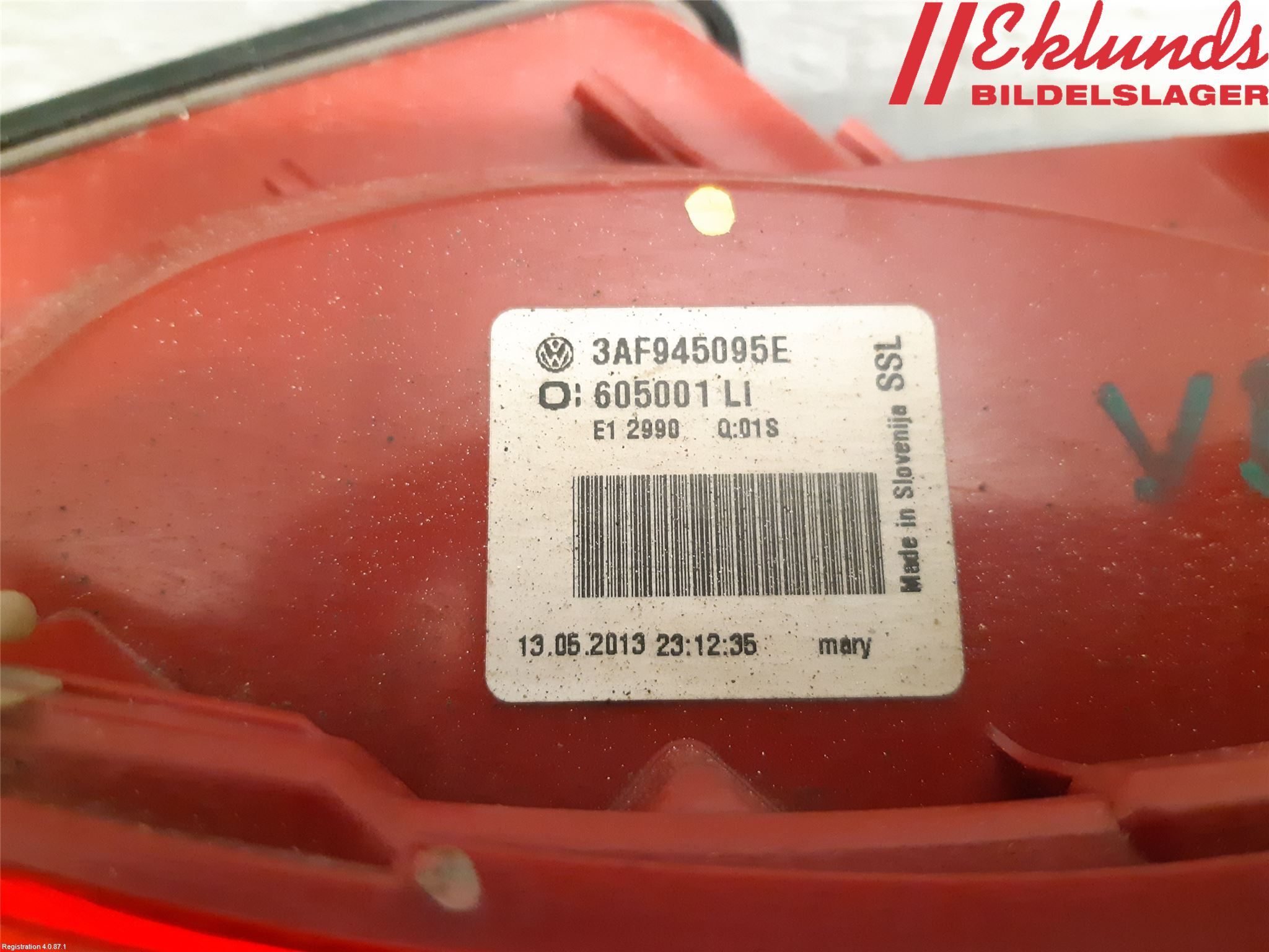 Volkswagen VW PASSAT 11-14 Bakljus Vänster
