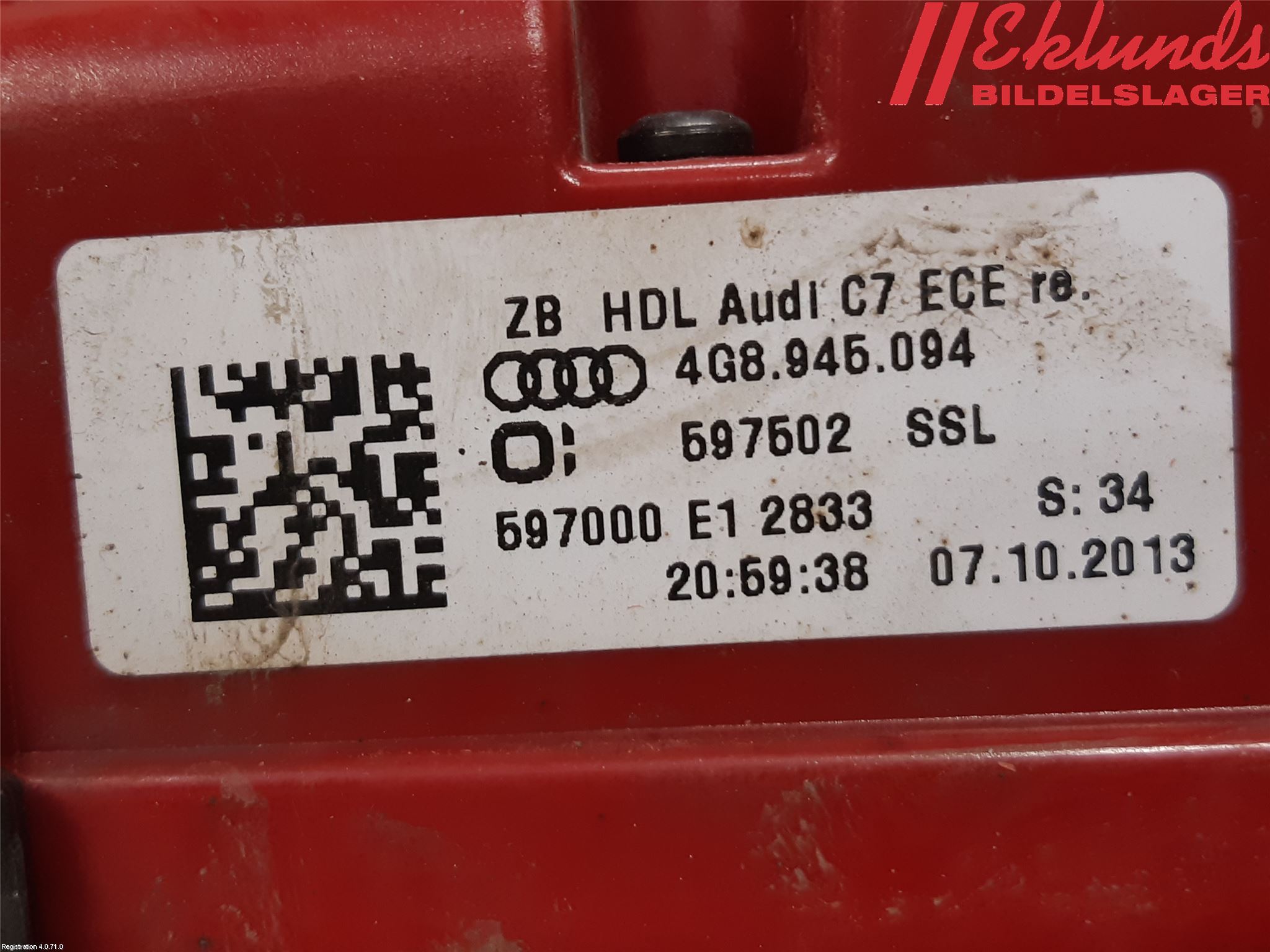 Audi A7/S7 4G 11-17 Bakljus Lucka Hö