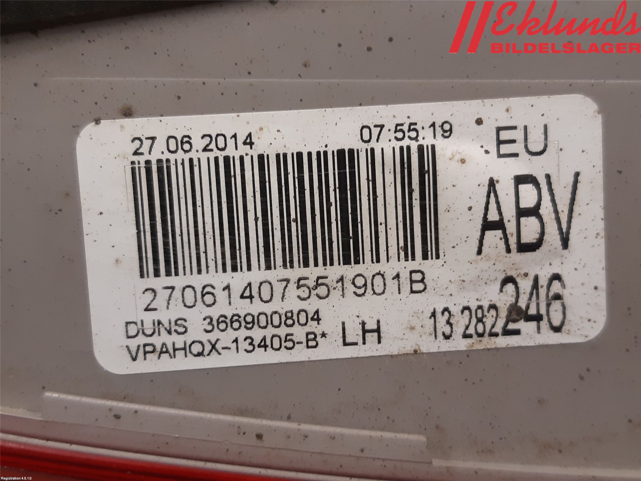 Opel ASTRA J 10-15 Bakljus Lucka Vä