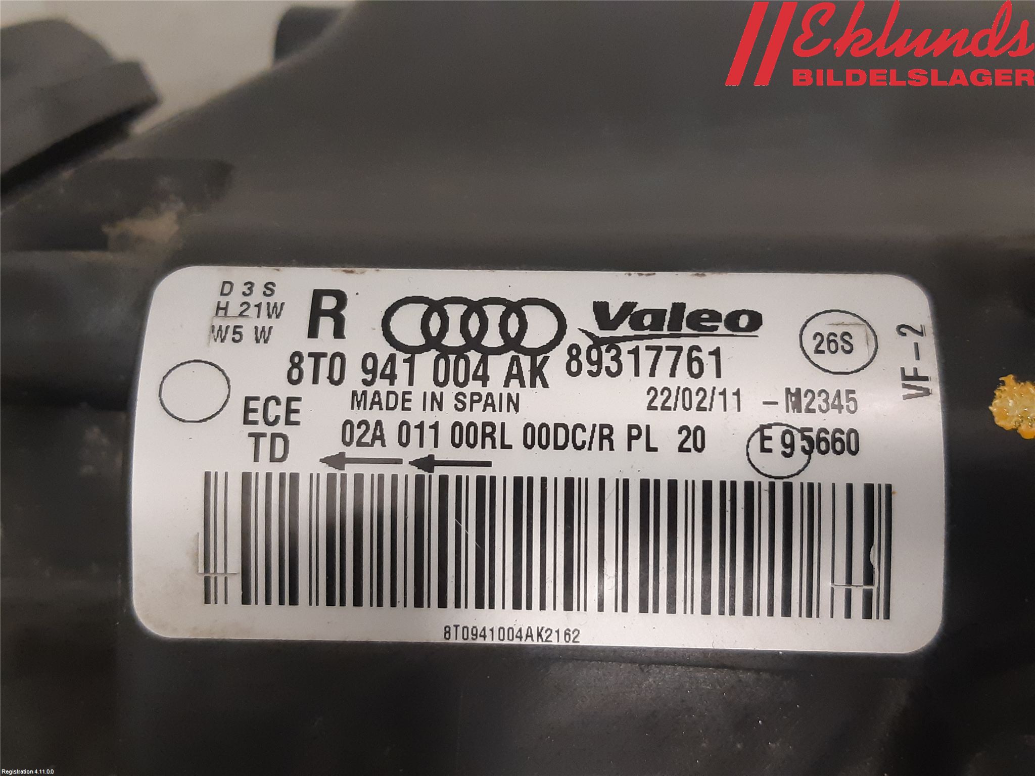 Audi A5 07-16 Strålkastare Höger