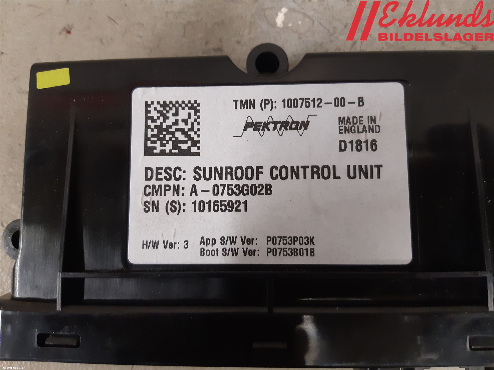 Tesla MODEL S 13- Styrenhet Taklucka