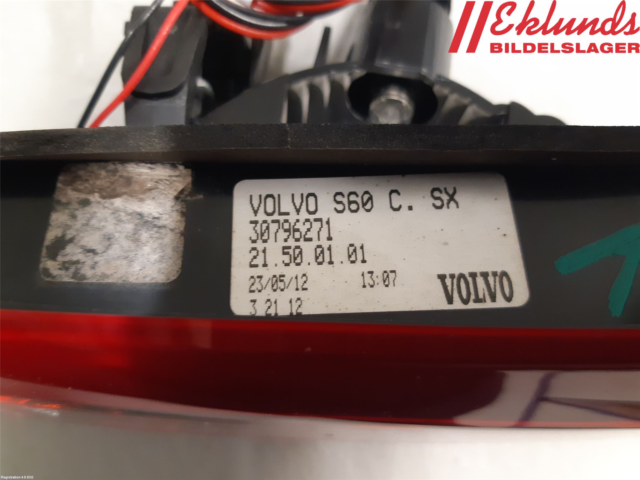 Volvo S60 11-13 Bakljus Lucka Vä