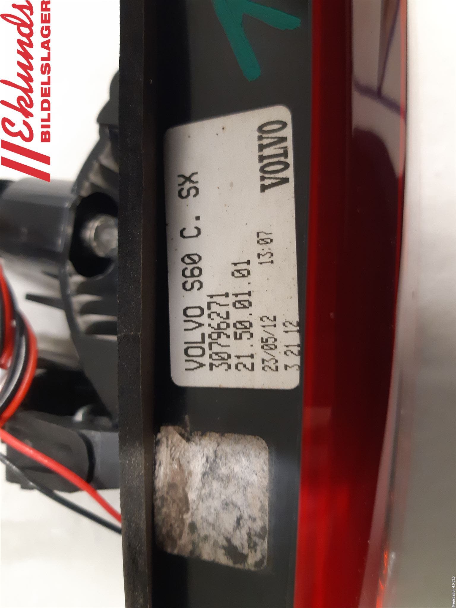 Volvo S60 11-13 Bakljus Lucka Vä