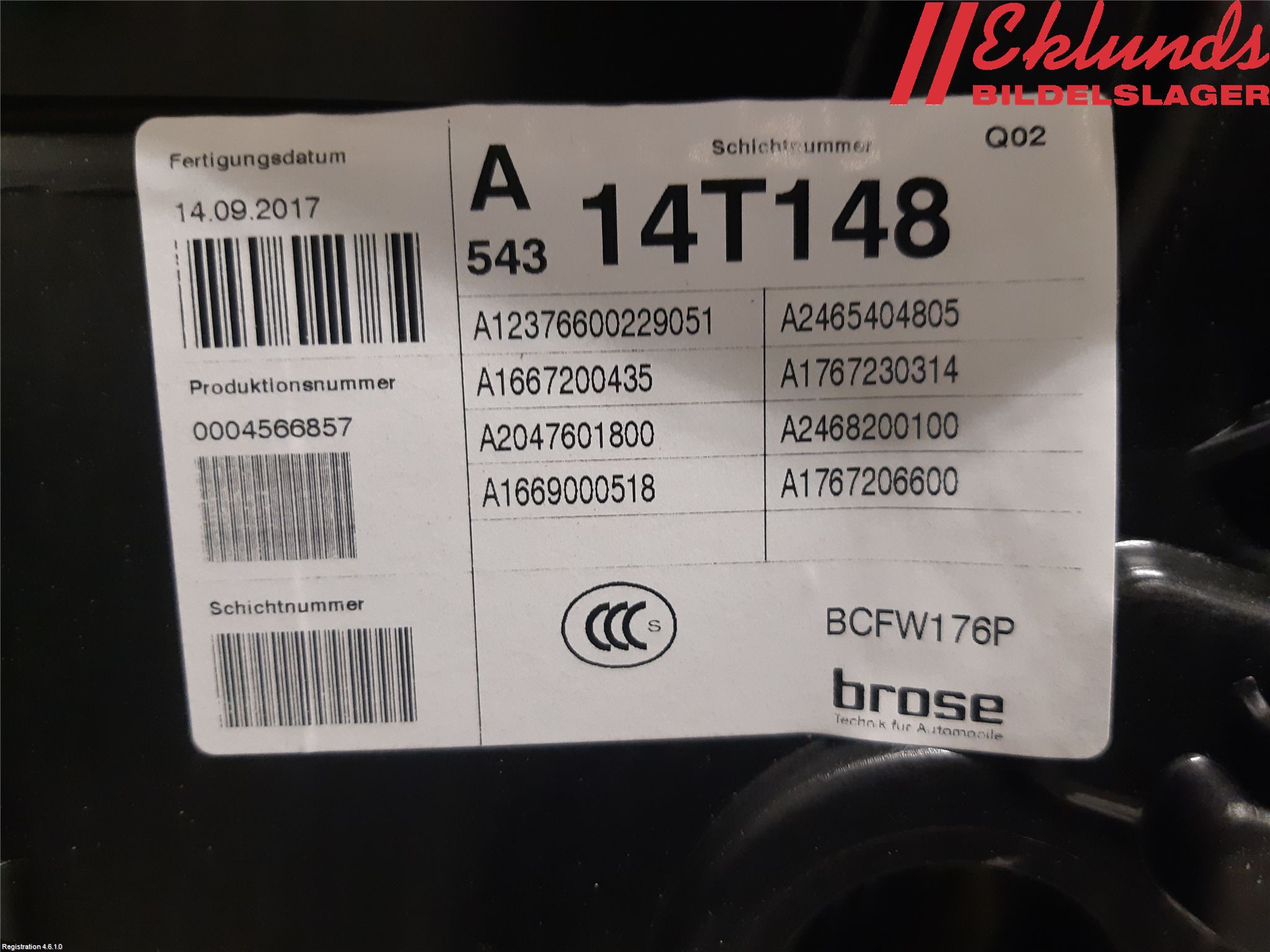 Mercedes-Benz MB A-KLASS (W176) 13-18 Fönsterhiss El Kompl