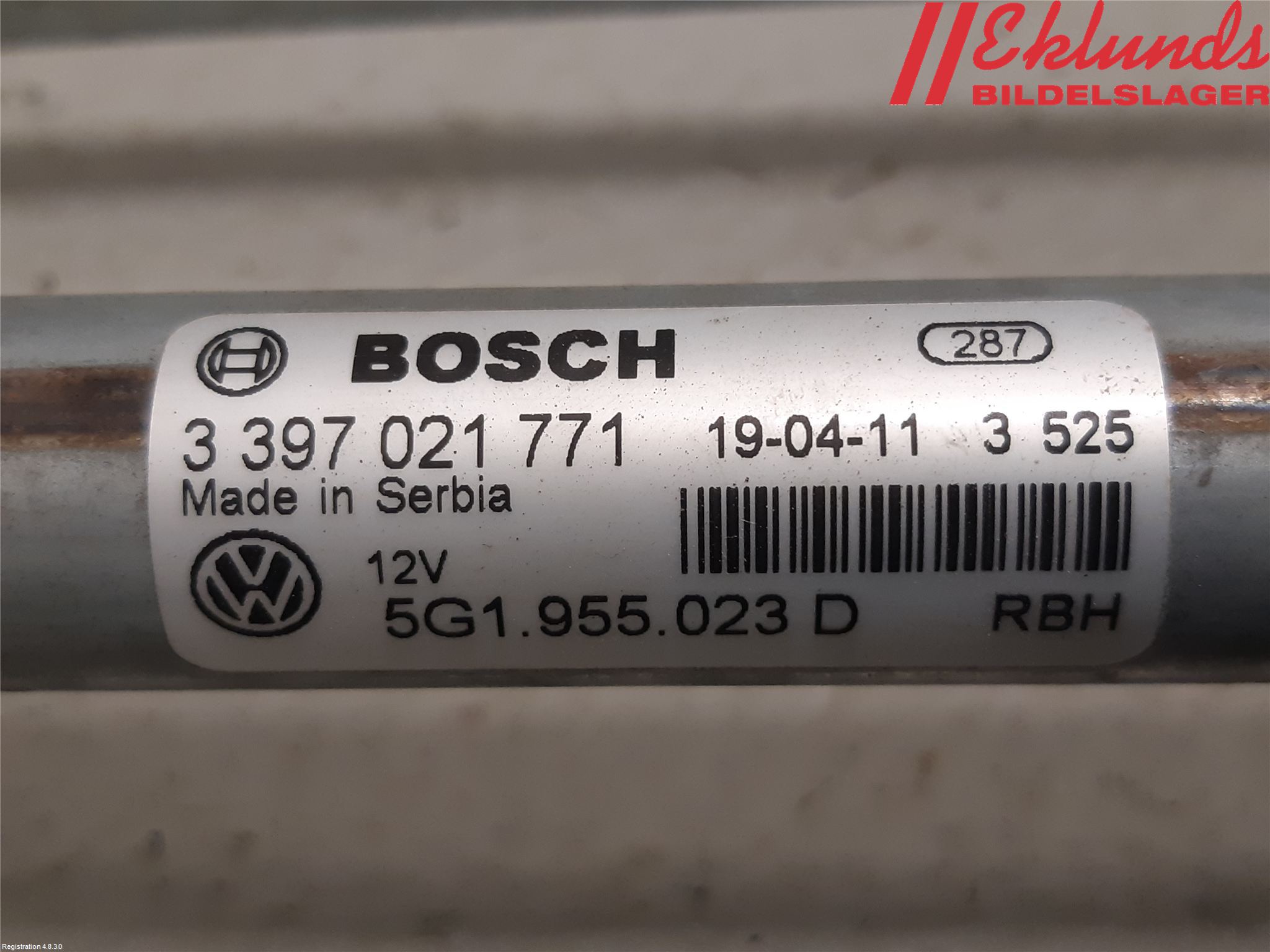Volkswagen VW GOLF / E-GOLF VII 13-20 Torkarmekanism Vindruta