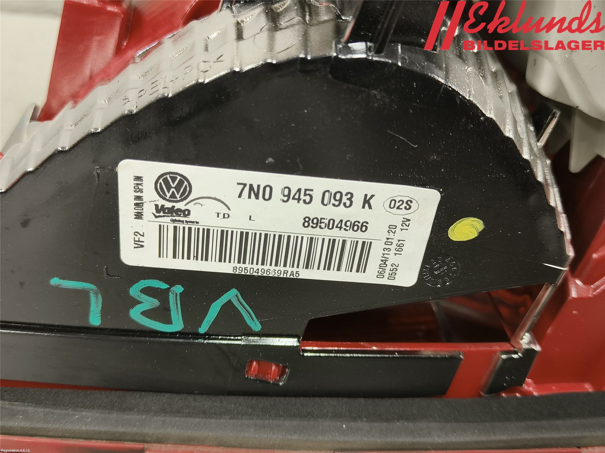 Volkswagen VW SHARAN 11- Bakljus Lucka Vä