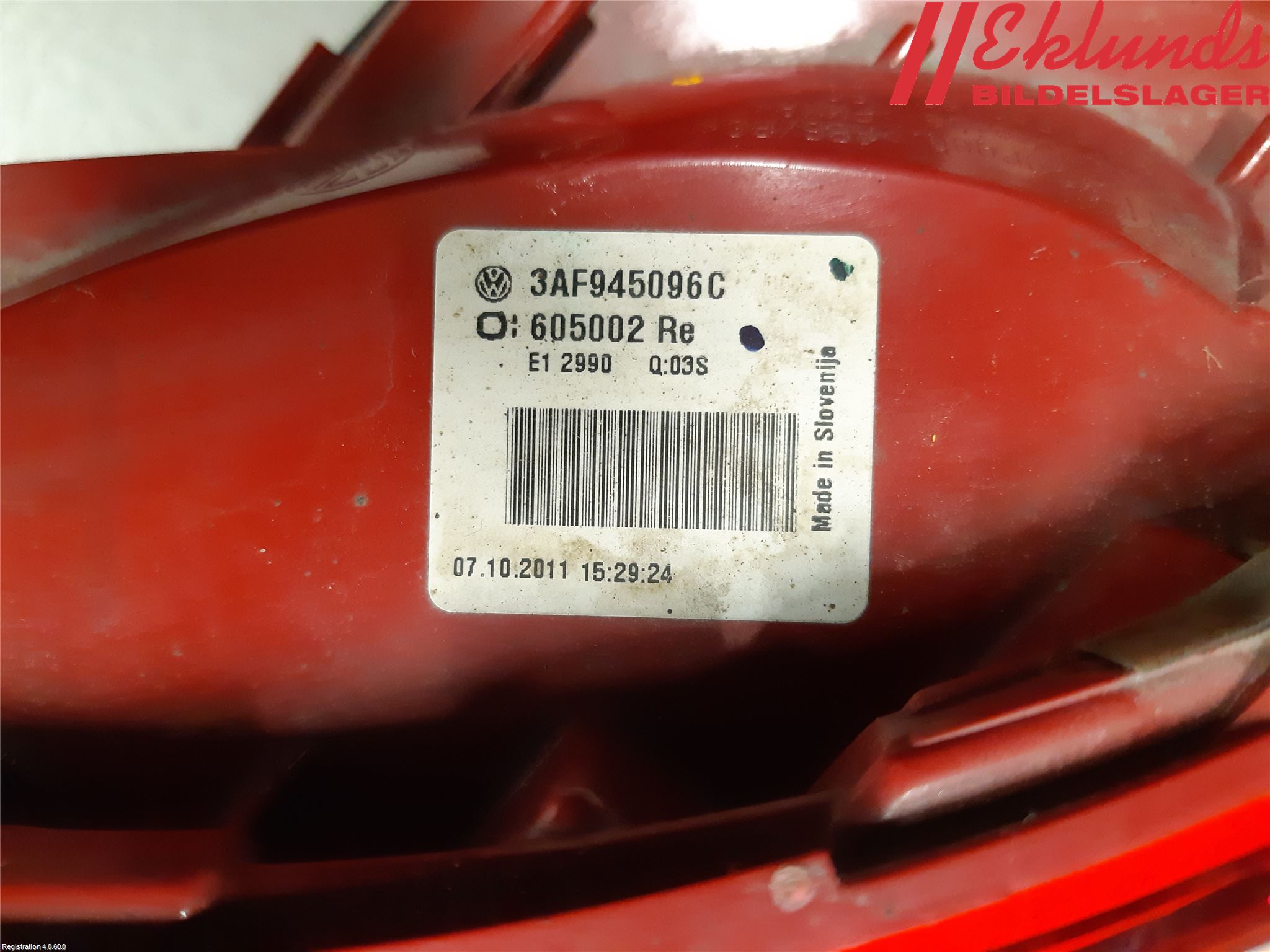 Volkswagen VW PASSAT 11-14 Bakljus Höger