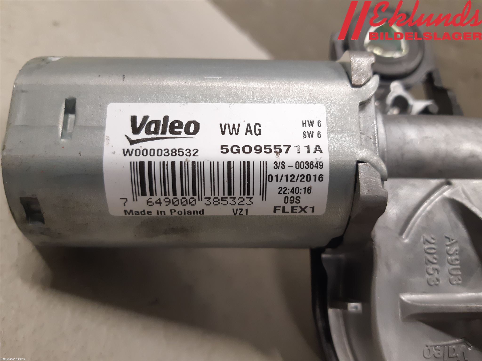 Volkswagen VW GOLF / E-GOLF VII 13-20 Torkarmotor Baklucka