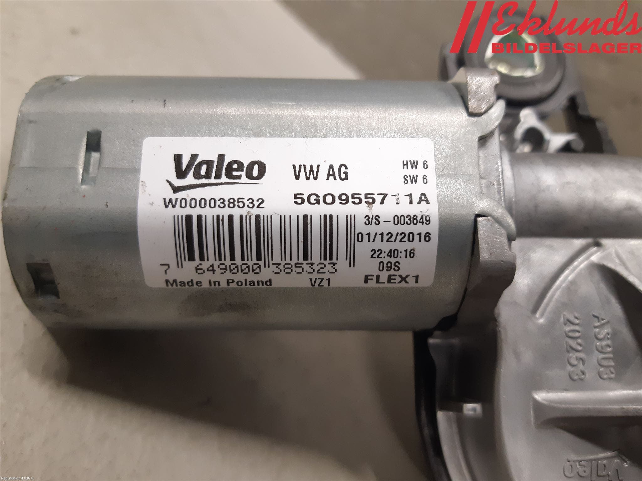 Volkswagen VW GOLF / E-GOLF VII 13-20 Torkarmotor Baklucka