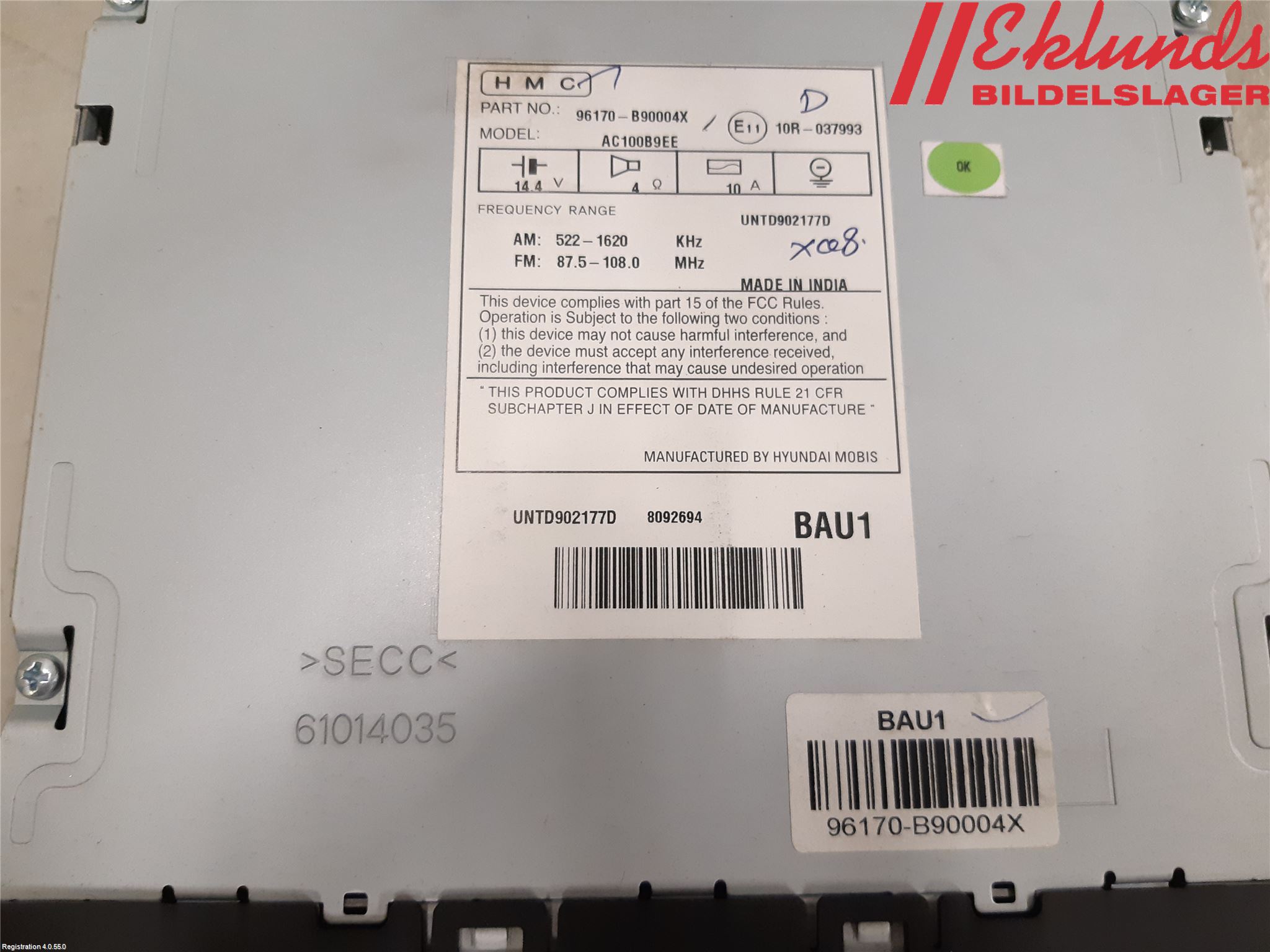 Hyundai i10 BA 14-16 Cd Radio - Multimediapanel