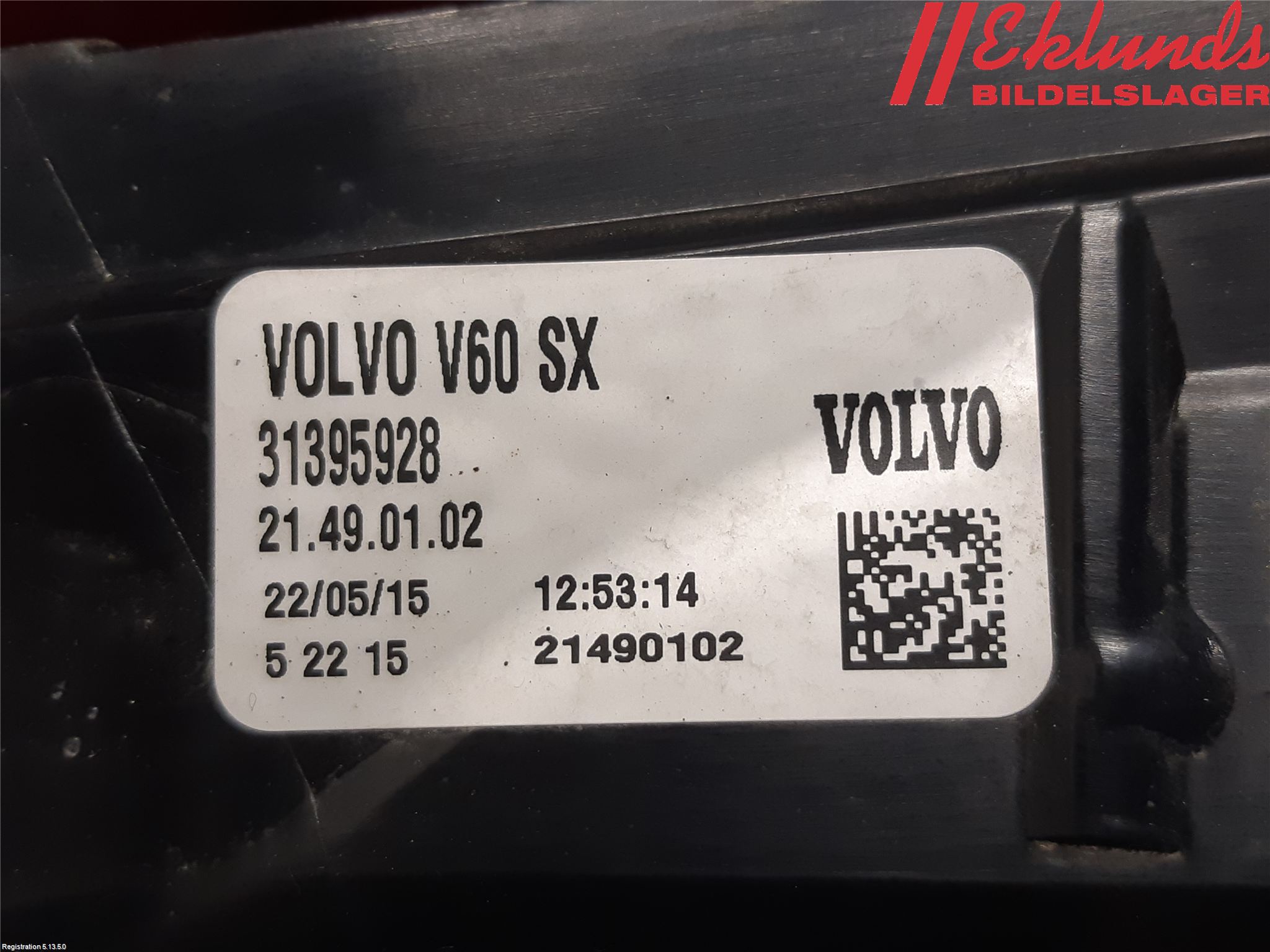 Volvo V60 14-18 Bakljus Vänster
